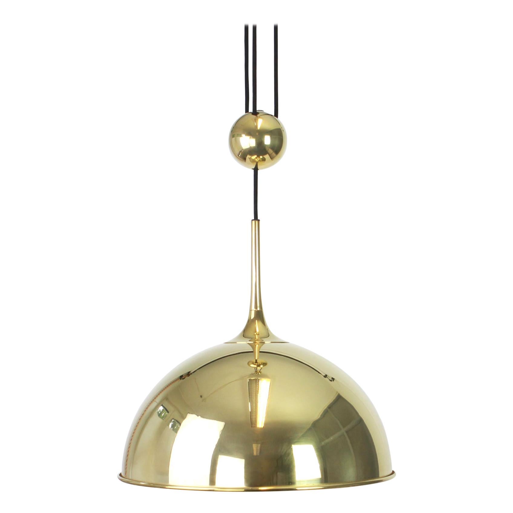 Large Adjustable Brass Counterweight Pendant Light by Florian Schulz, Germany