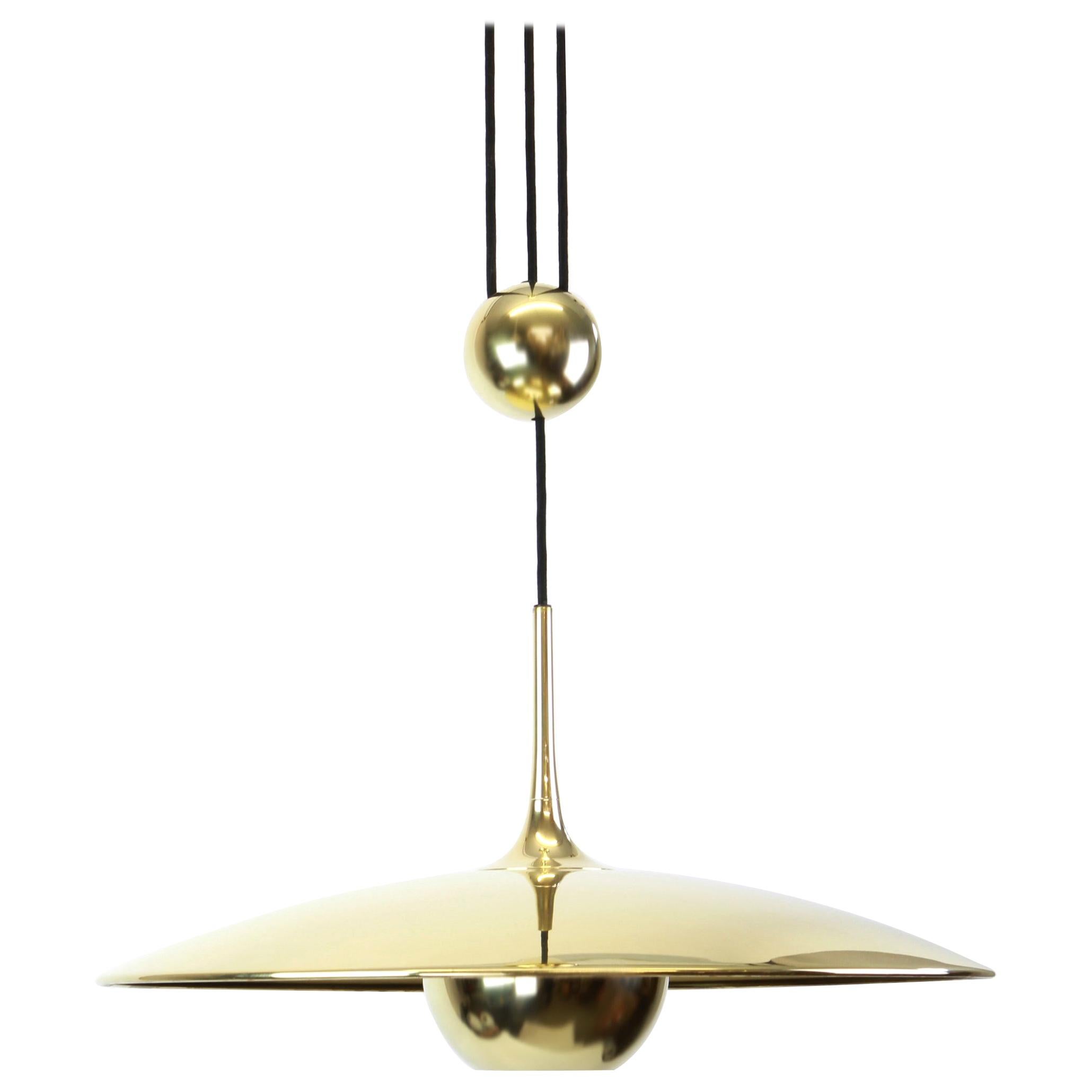 Large Adjustable Brass Counterweight Pendant Light by Florian Schulz, Germany