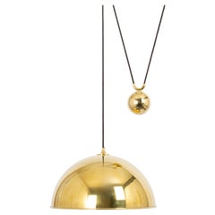 Large Adjustable Brass Counterweight Pendant Light by Florian Schulz, Germany Large Adjustable Brass Counterweight Pendant Light by Florian Schulz, Germany
