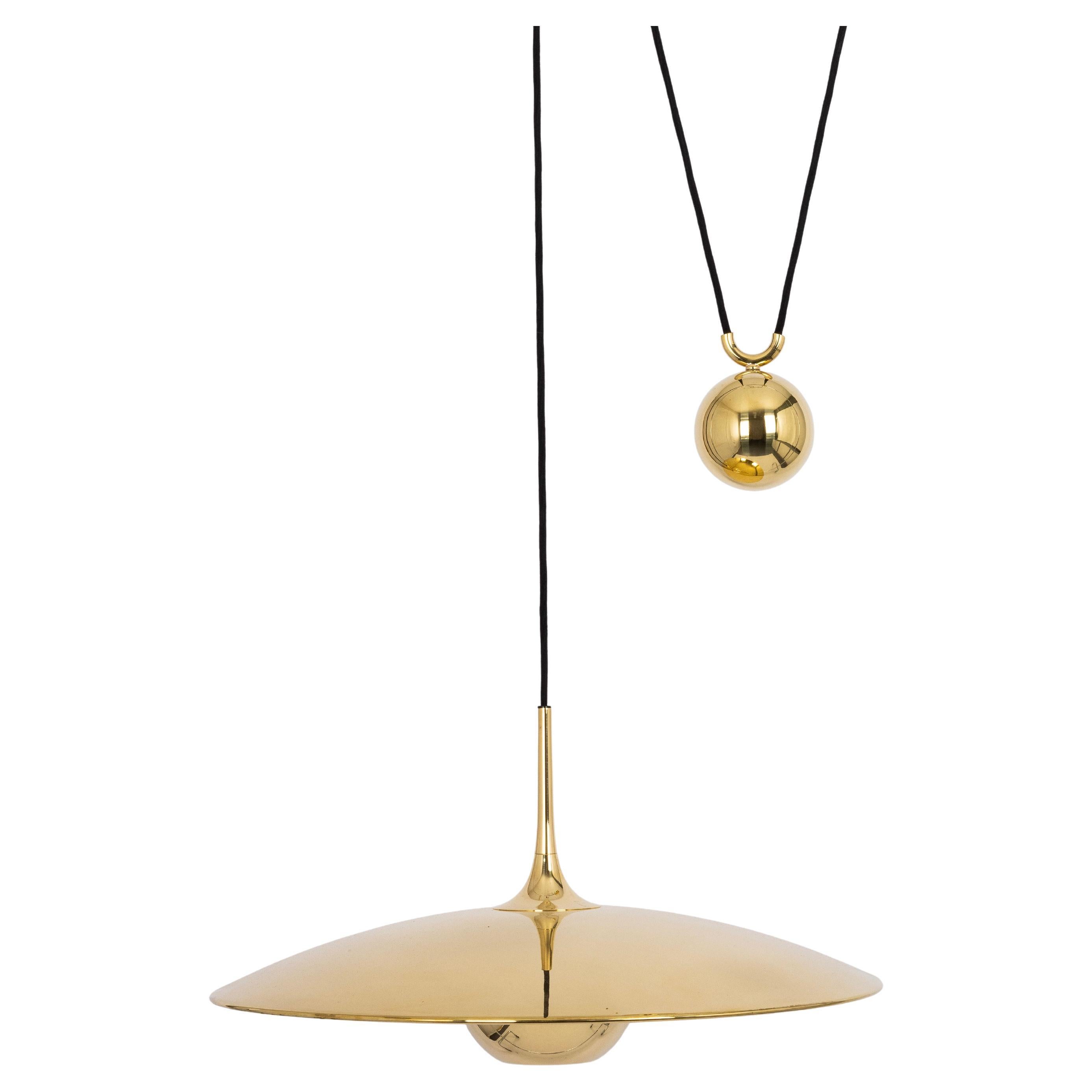 Large Adjustable Brass Counterweight Pendant Light by Florian Schulz, Germany