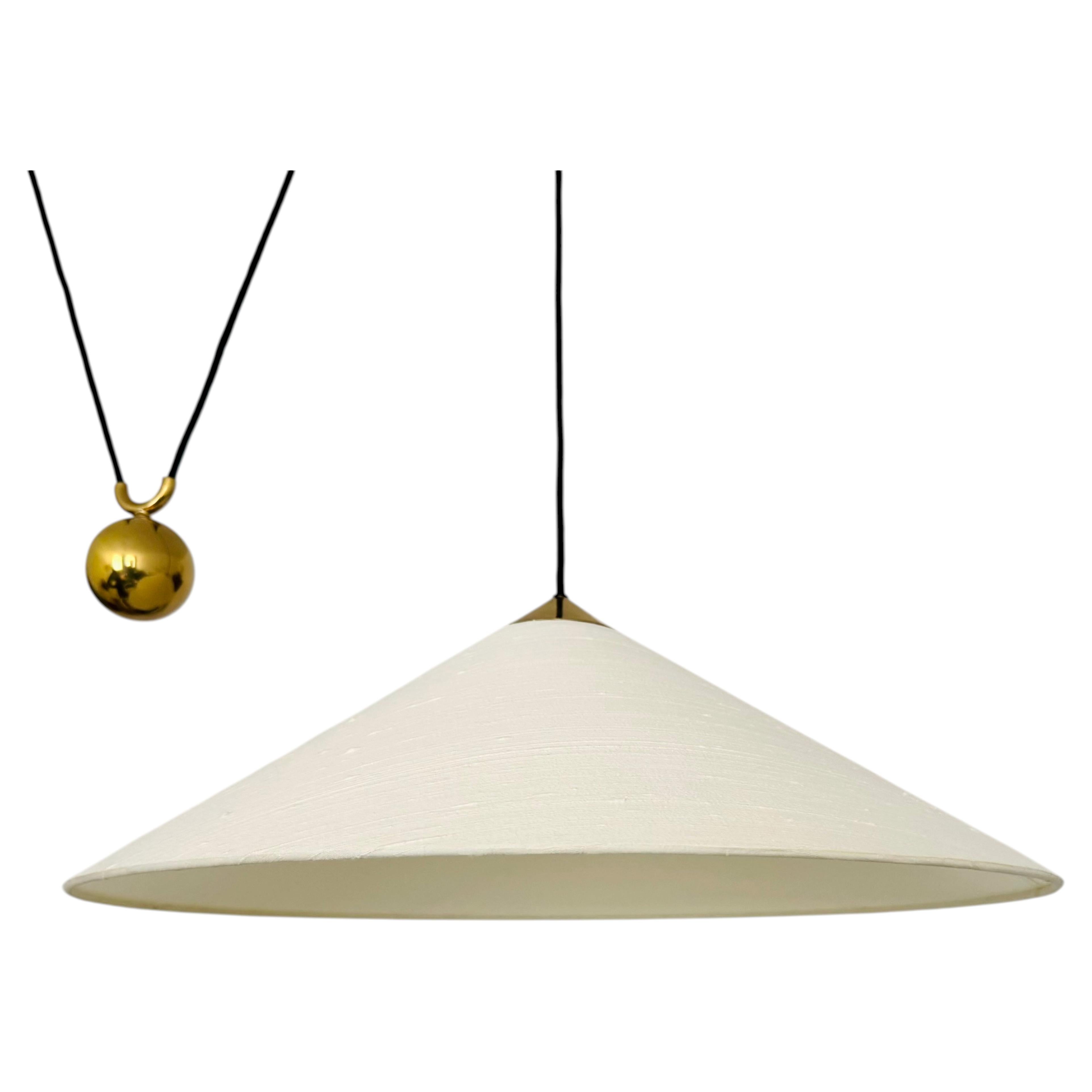 Large Adjustable Brass Pendant Lamp with Counterweight by Florian Schulz