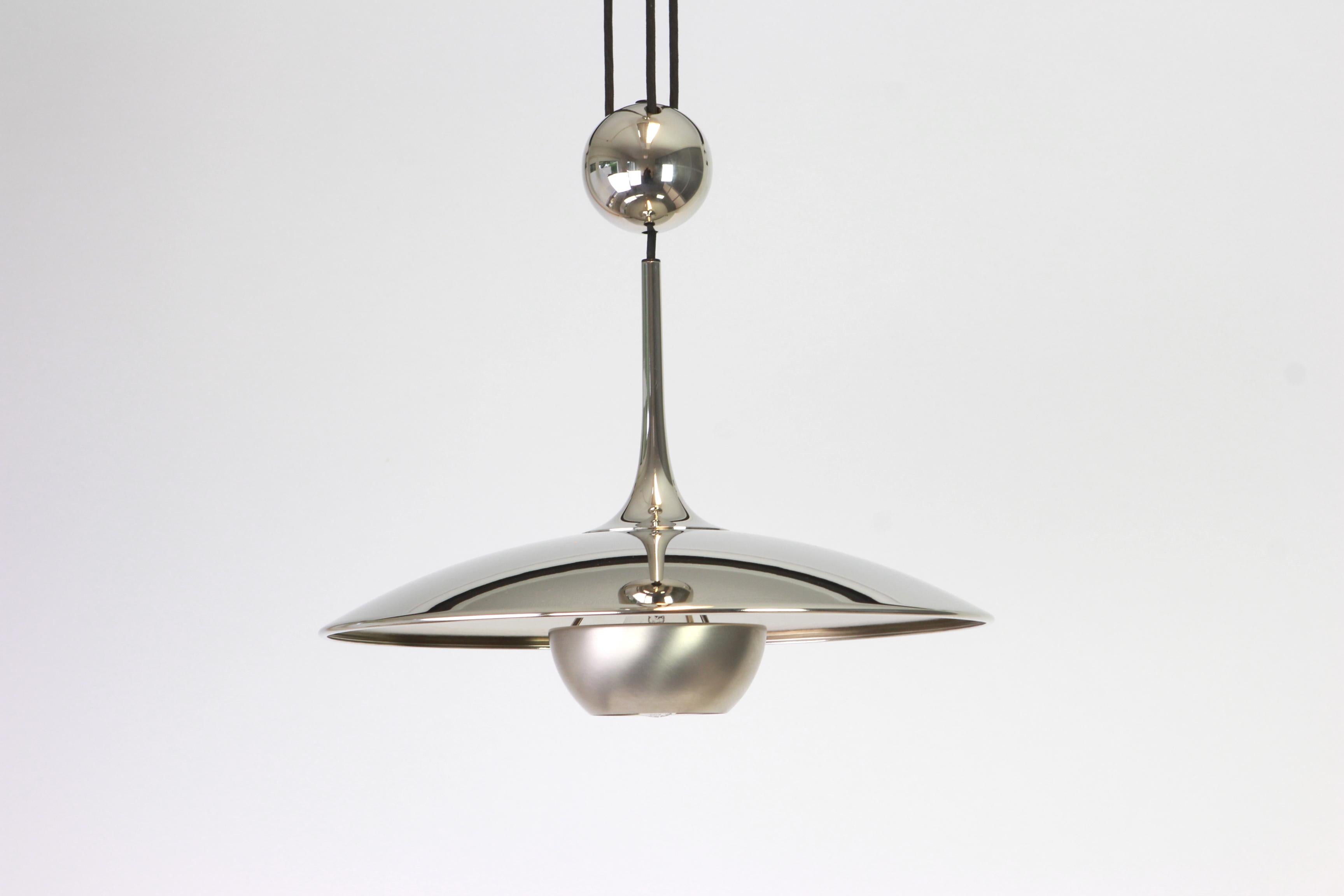 Mid-Century Modern Large Adjustable Chrome Counterweight Pendant Light by Florian Schulz, Germany