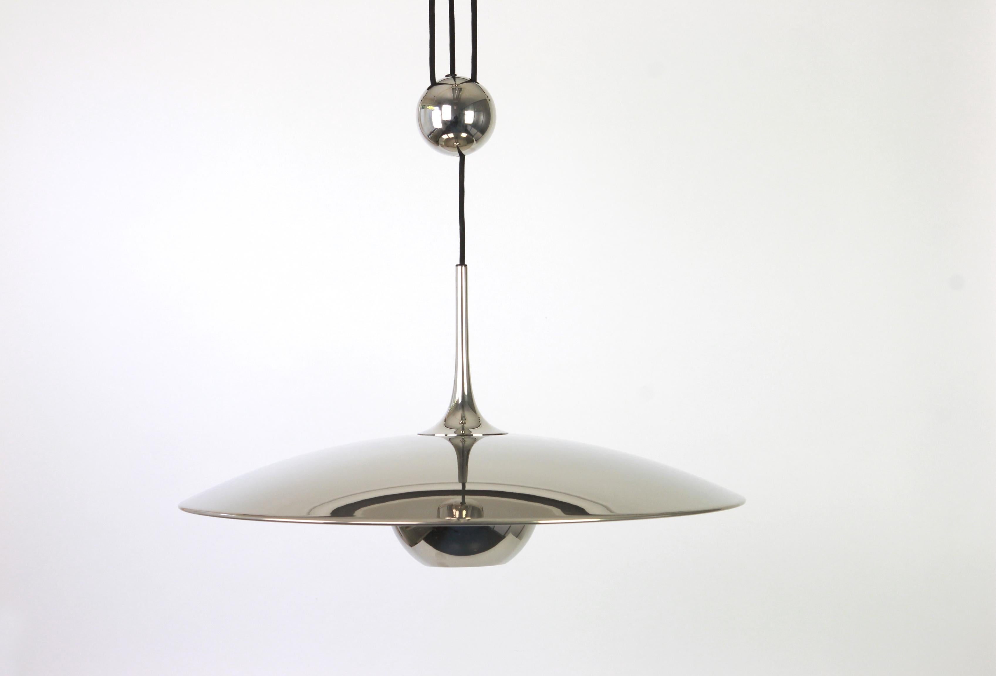 Late 20th Century Large Adjustable Chrome Counterweight Pendant Light by Florian Schulz , Germany