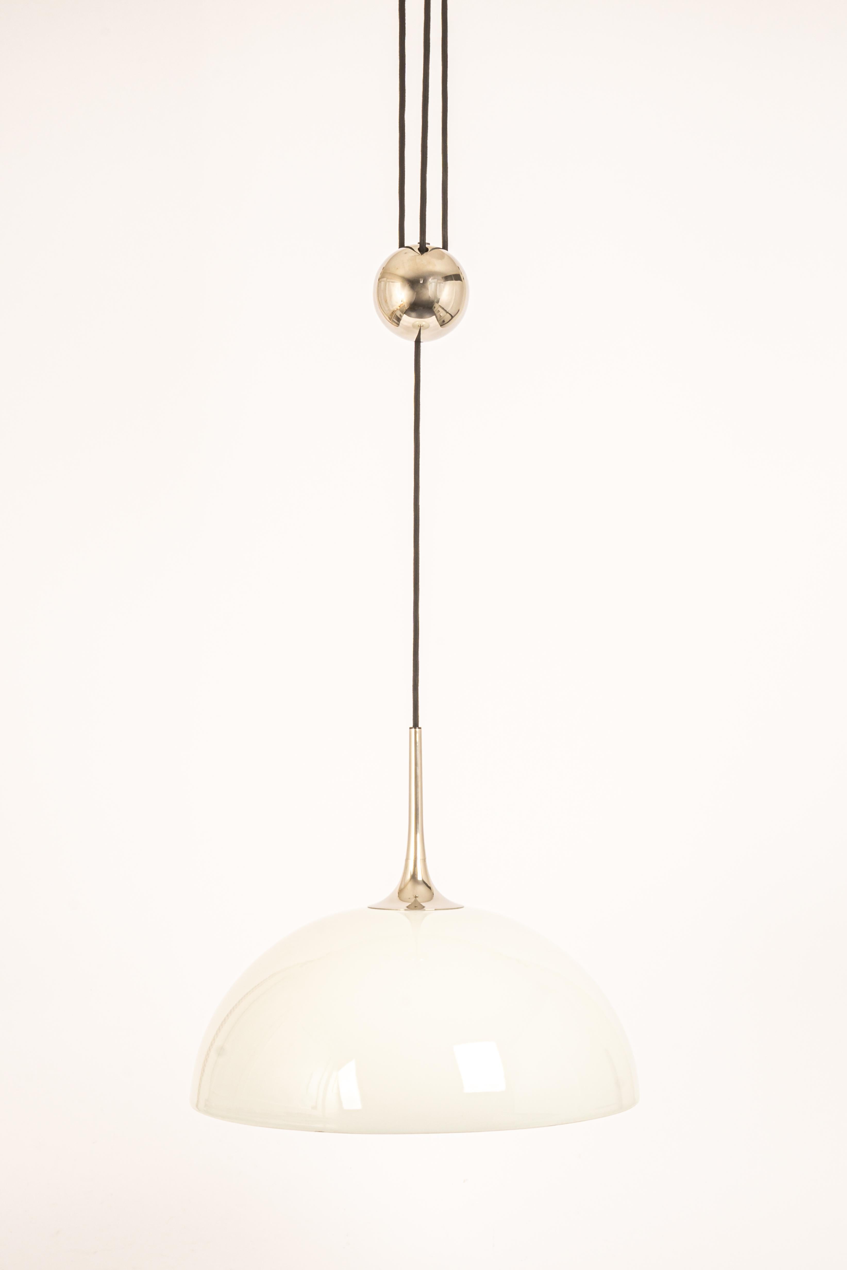 Late 20th Century Large Adjustable Chrome Counterweight Pendant Light by Florian Schulz, Germany