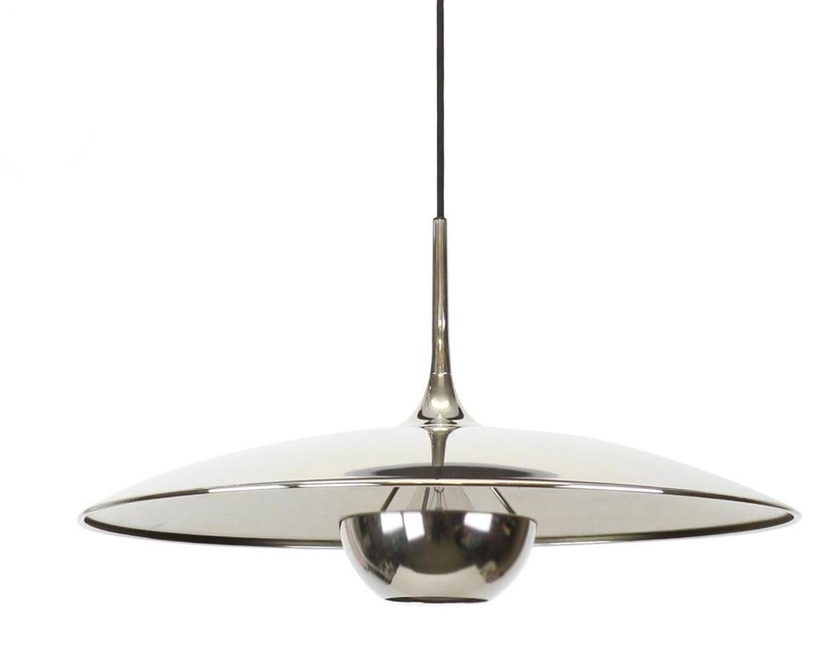 Large Adjustable Chrome Counterweight Pendant Light by Florian Schulz , Germany 1