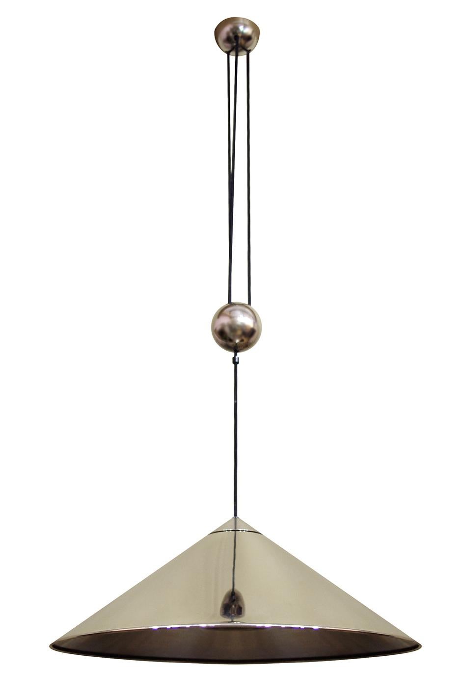 Large German Vintage Adjustable Counterweight Pendant Lamp by Florian Schulz In Good Condition In Berlin, DE