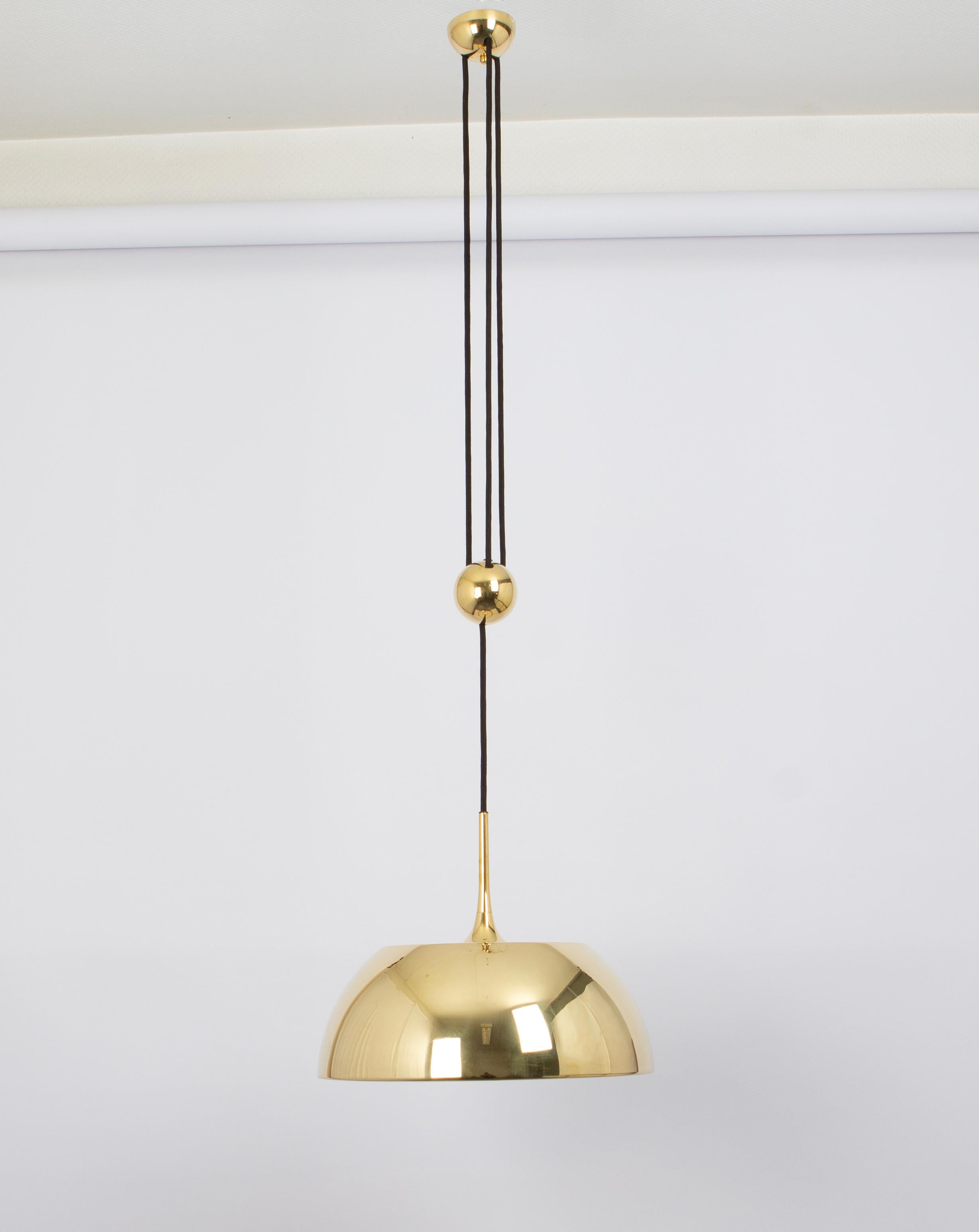 Large Adjustable Dark Brass Counterweight Pendant Light Florian Schulz, Germany For Sale 1