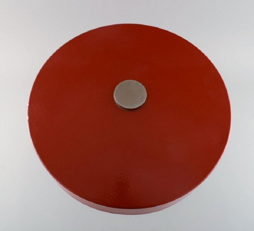 Große verstellbare Schreibtischlampe in rotem Original-Lack, 1970er Jahre (Ende des 20. Jahrhunderts) im Angebot