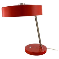 Large Adjustable Desk Lamp in Original Red Lacquer, 1970's
