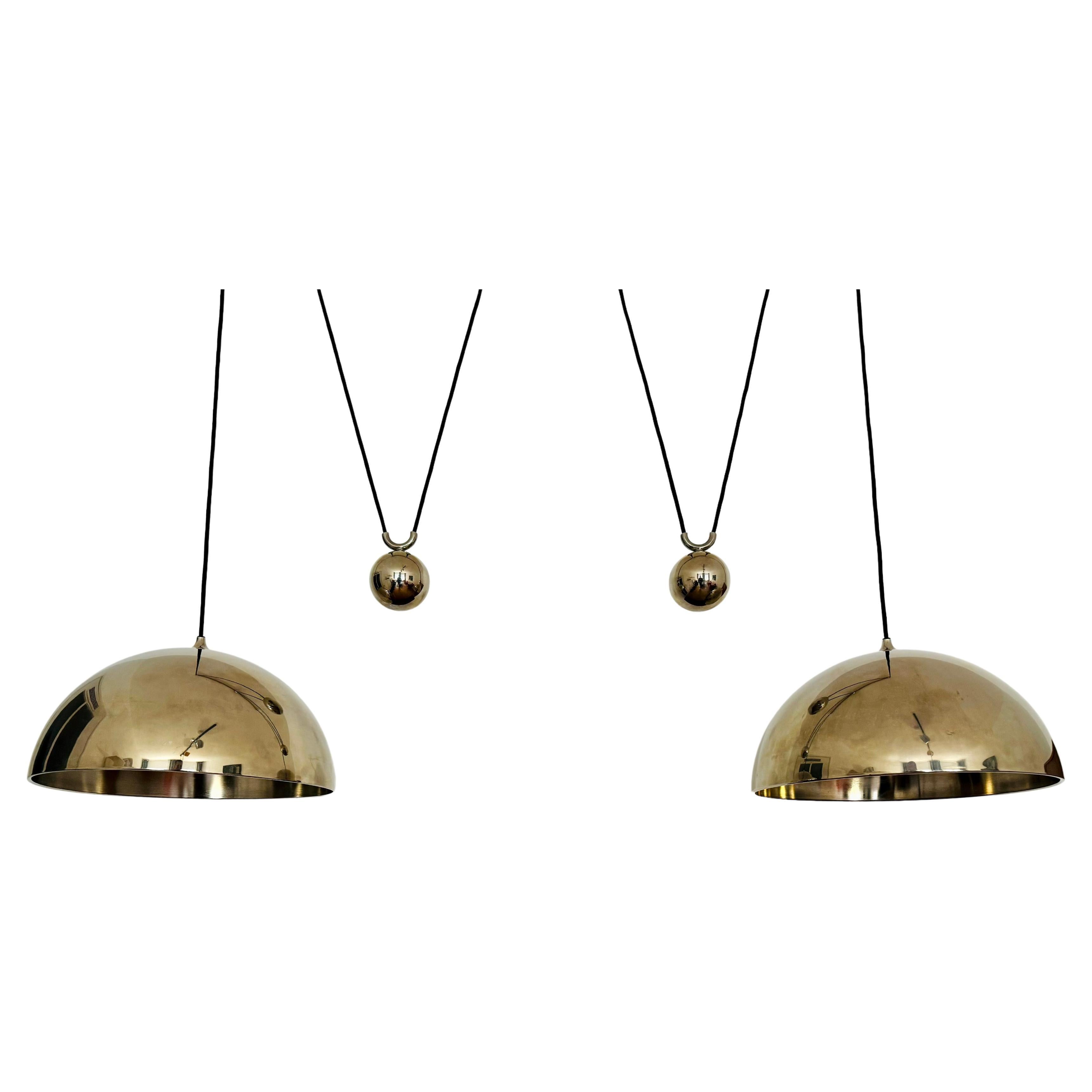 Large Adjustable Double Posa40 Nickel Plated Pendant Lamp by Florian Schulz  For Sale
