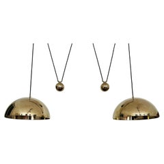 Vintage Large Adjustable Double Posa40 Nickel Plated Pendant Lamp by Florian Schulz 