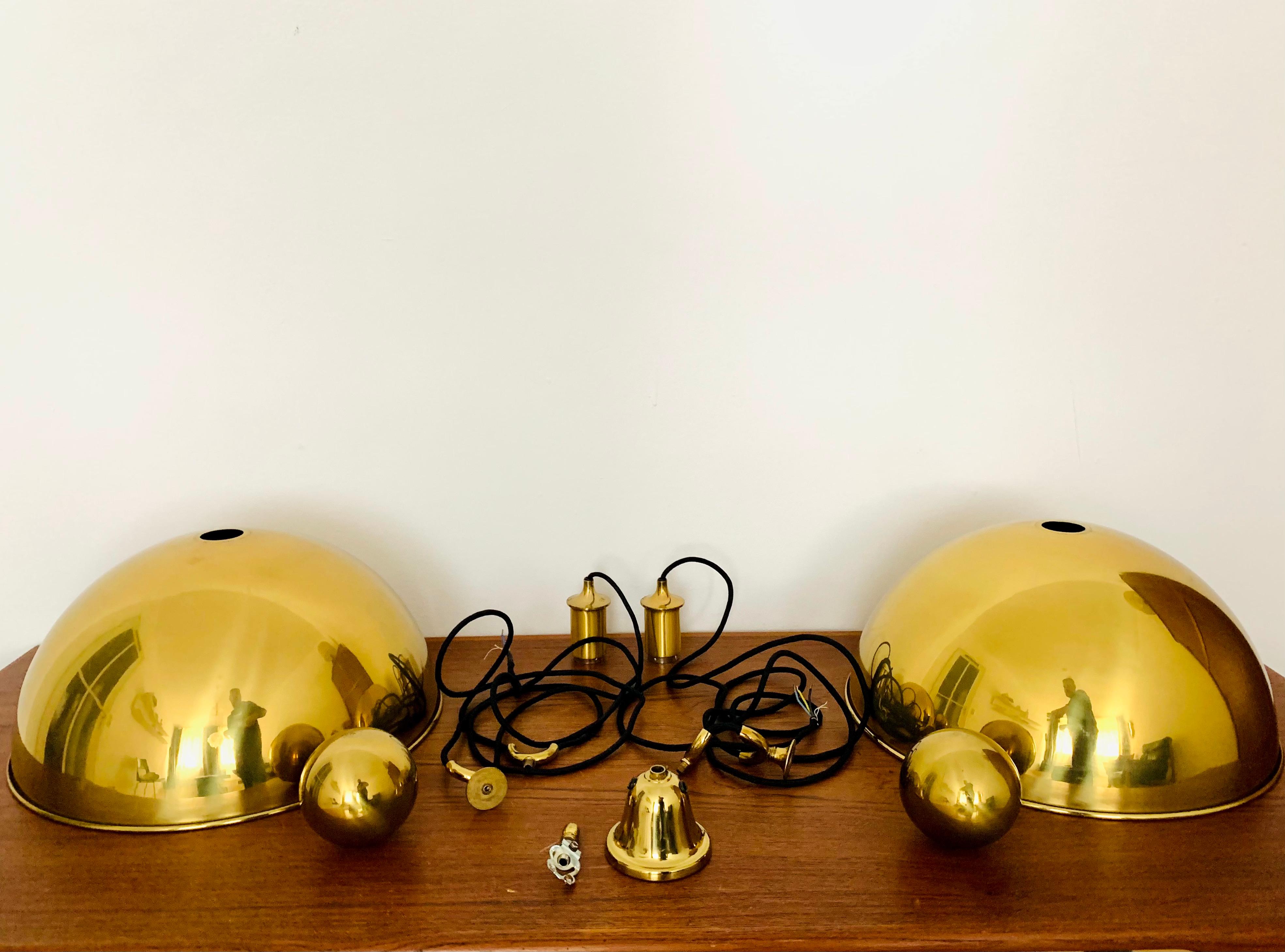 Large Adjustable Double Posa44 Brass Pendant Lamp by Florian Schulz For Sale 6