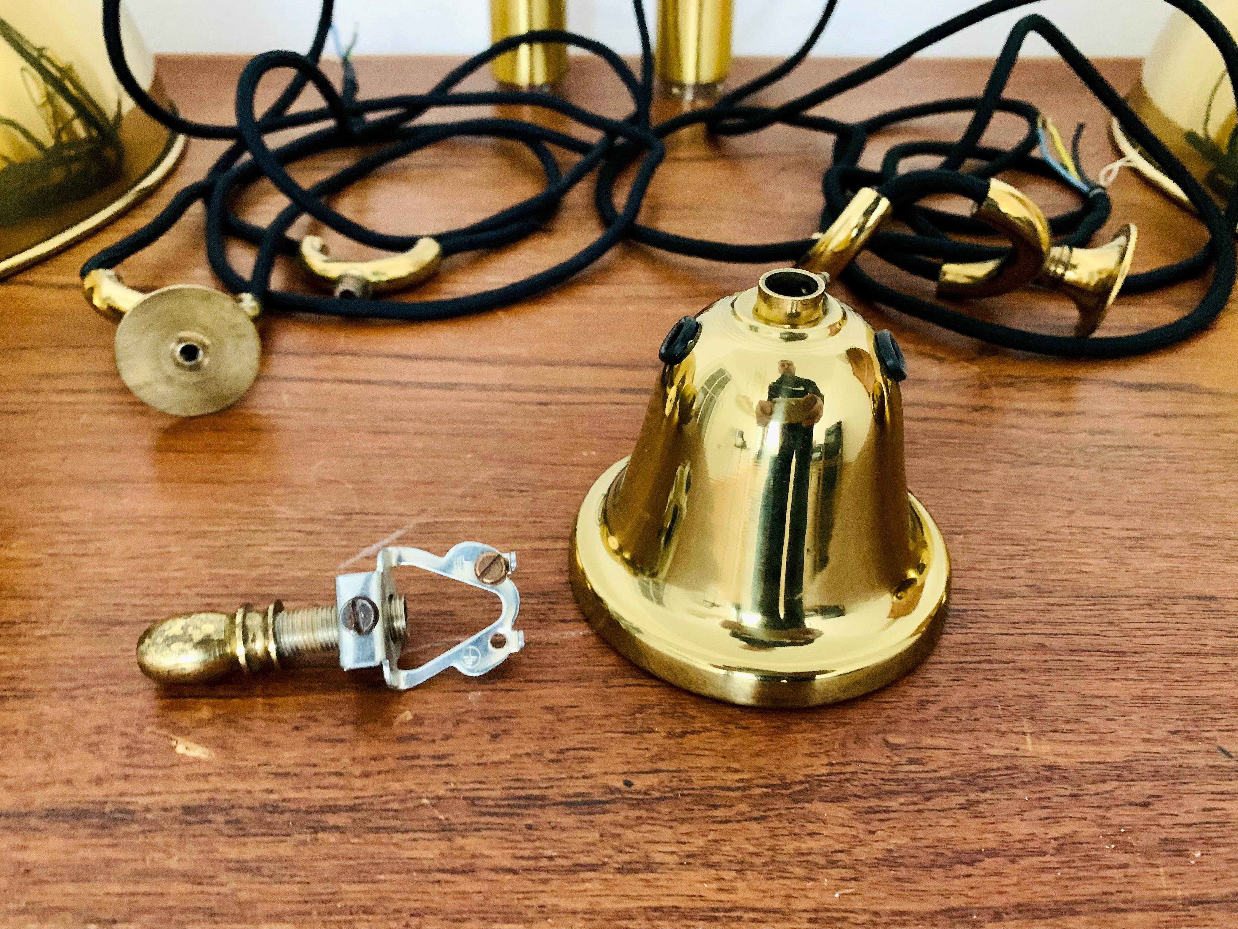 Large Adjustable Double Posa44 Brass Pendant Lamp by Florian Schulz For Sale 7