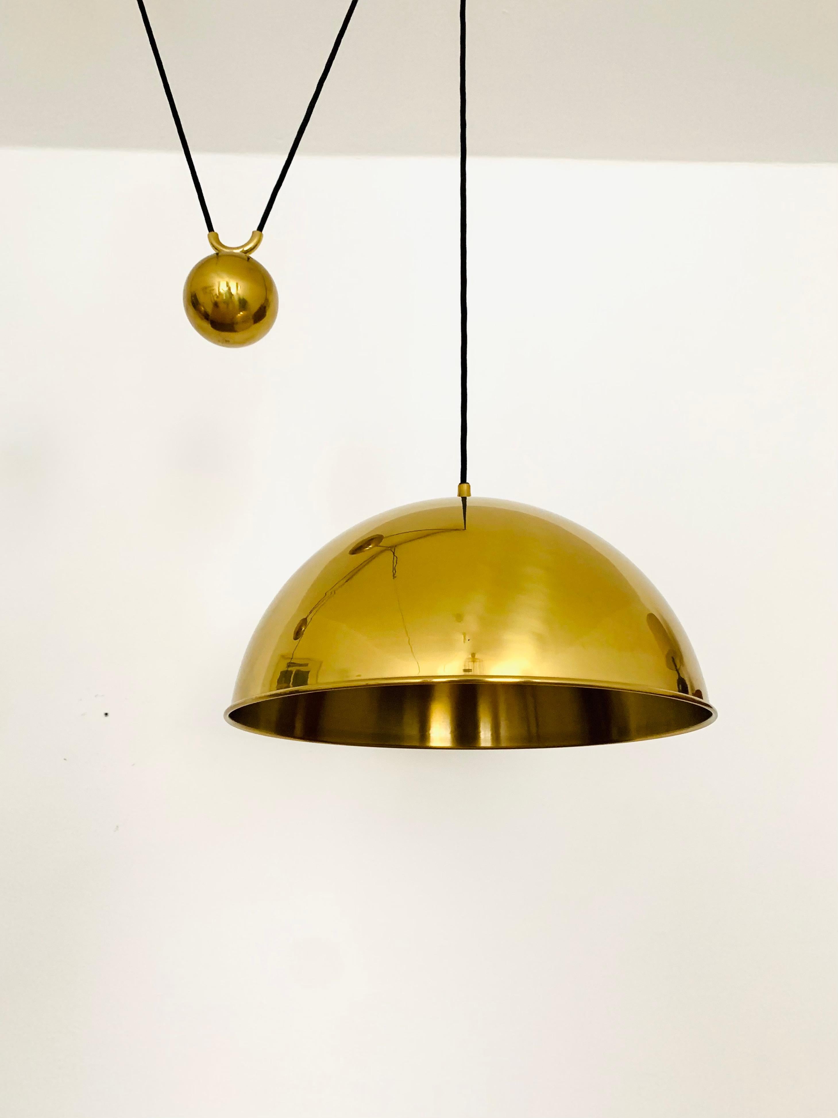 Large Adjustable Double Posa44 Brass Pendant Lamp by Florian Schulz For Sale 2