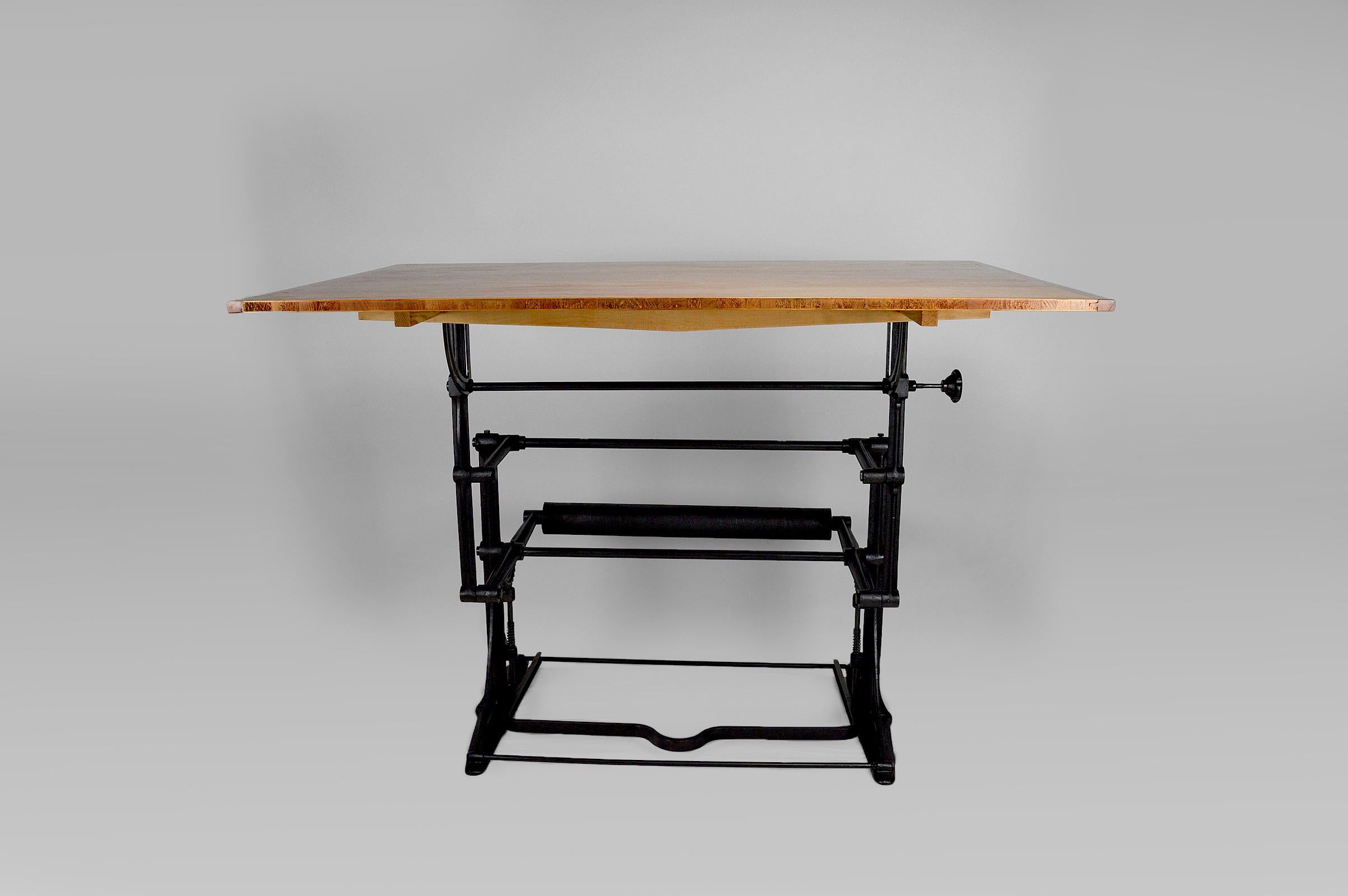 Early 20th Century Large Adjustable Industrial Drafting / Architect Table, France, circa 1900