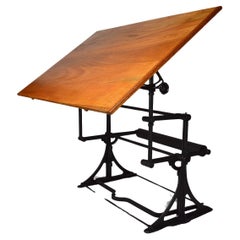 Large Adjustable Industrial Drafting / Architect Table, France, circa 1900