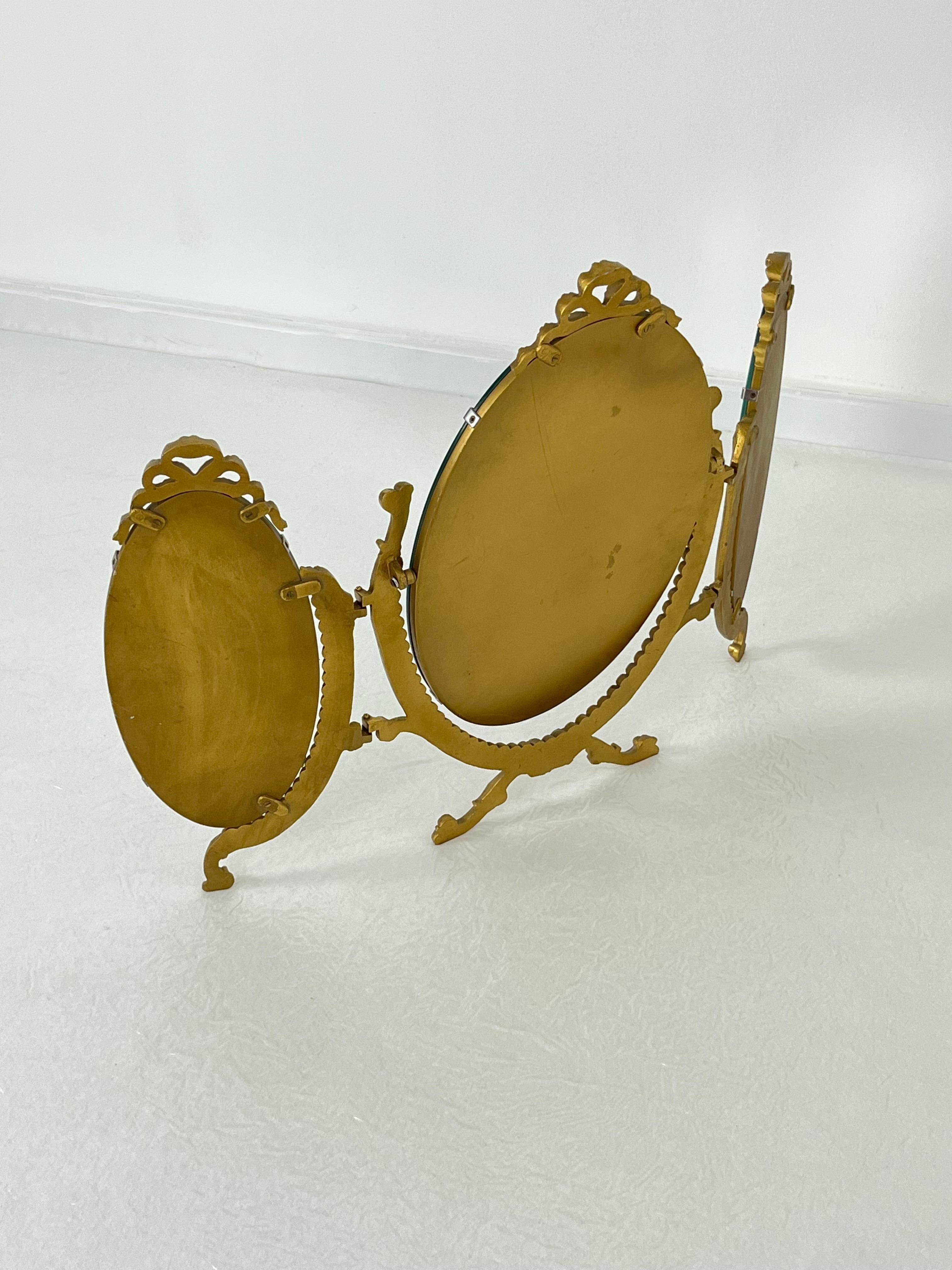 Large Adjustable Italian Dressing Table Mirror, 1940s In Good Condition For Sale In Palermo, IT
