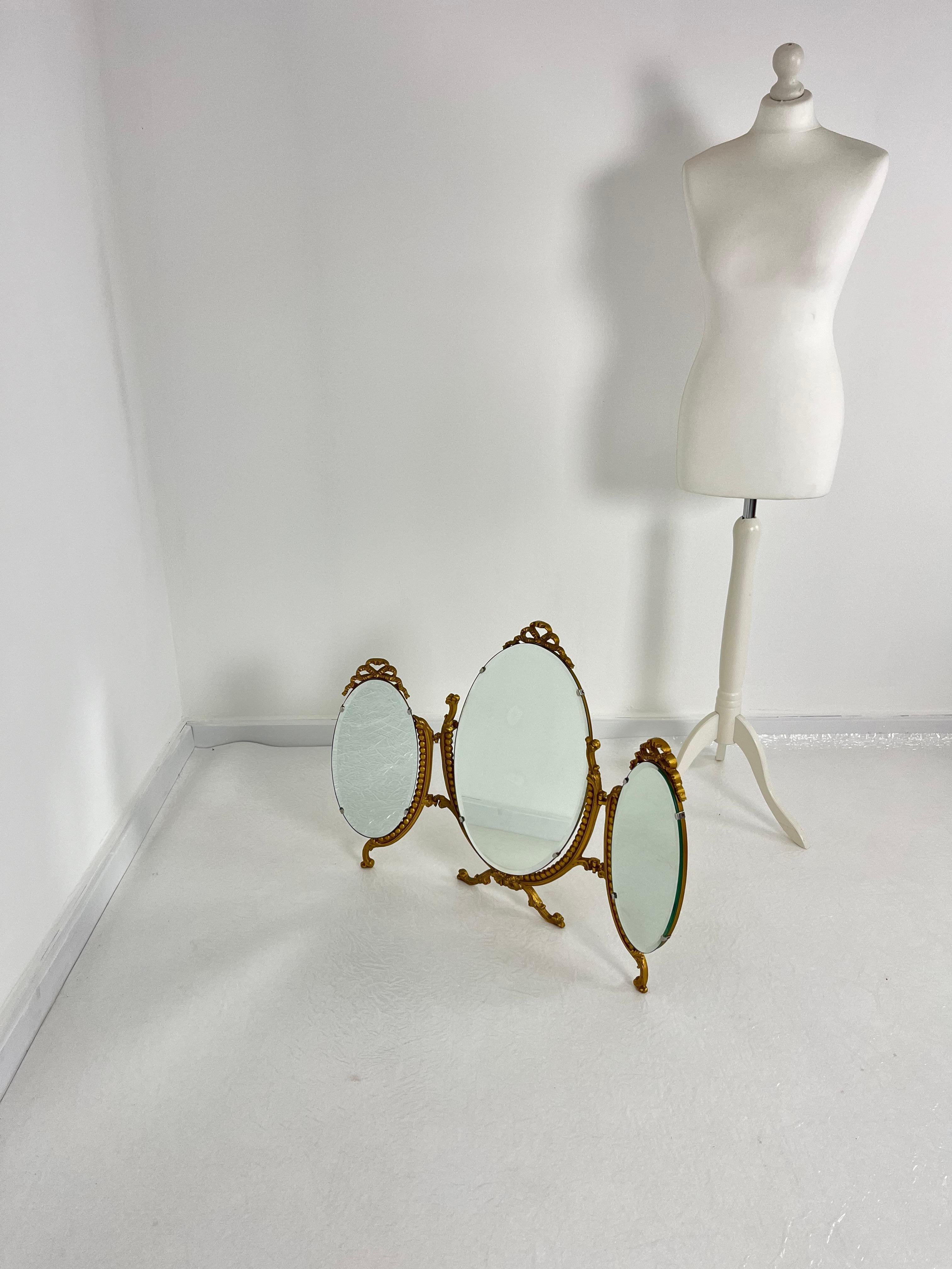 Mid-20th Century Large Adjustable Italian Dressing Table Mirror, 1940s For Sale