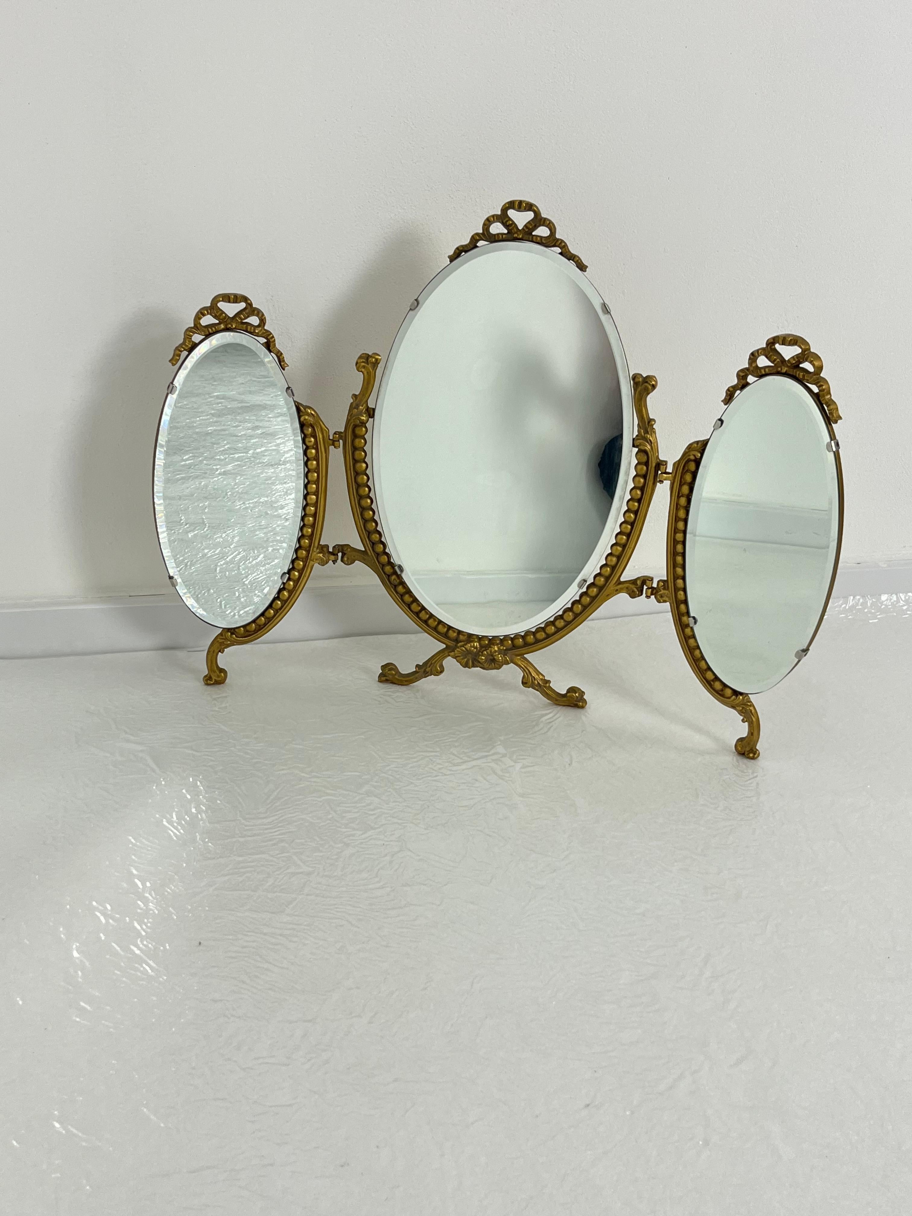 Large Adjustable Italian Dressing Table Mirror, 1940s For Sale 1