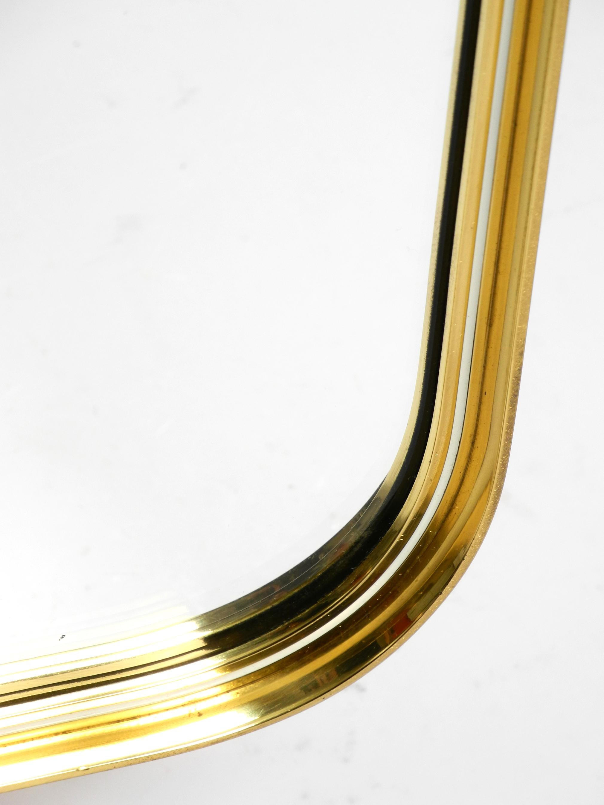 Large adjustable Mid Century brass tripod table mirror by Vereinigte Werkstätten For Sale 7