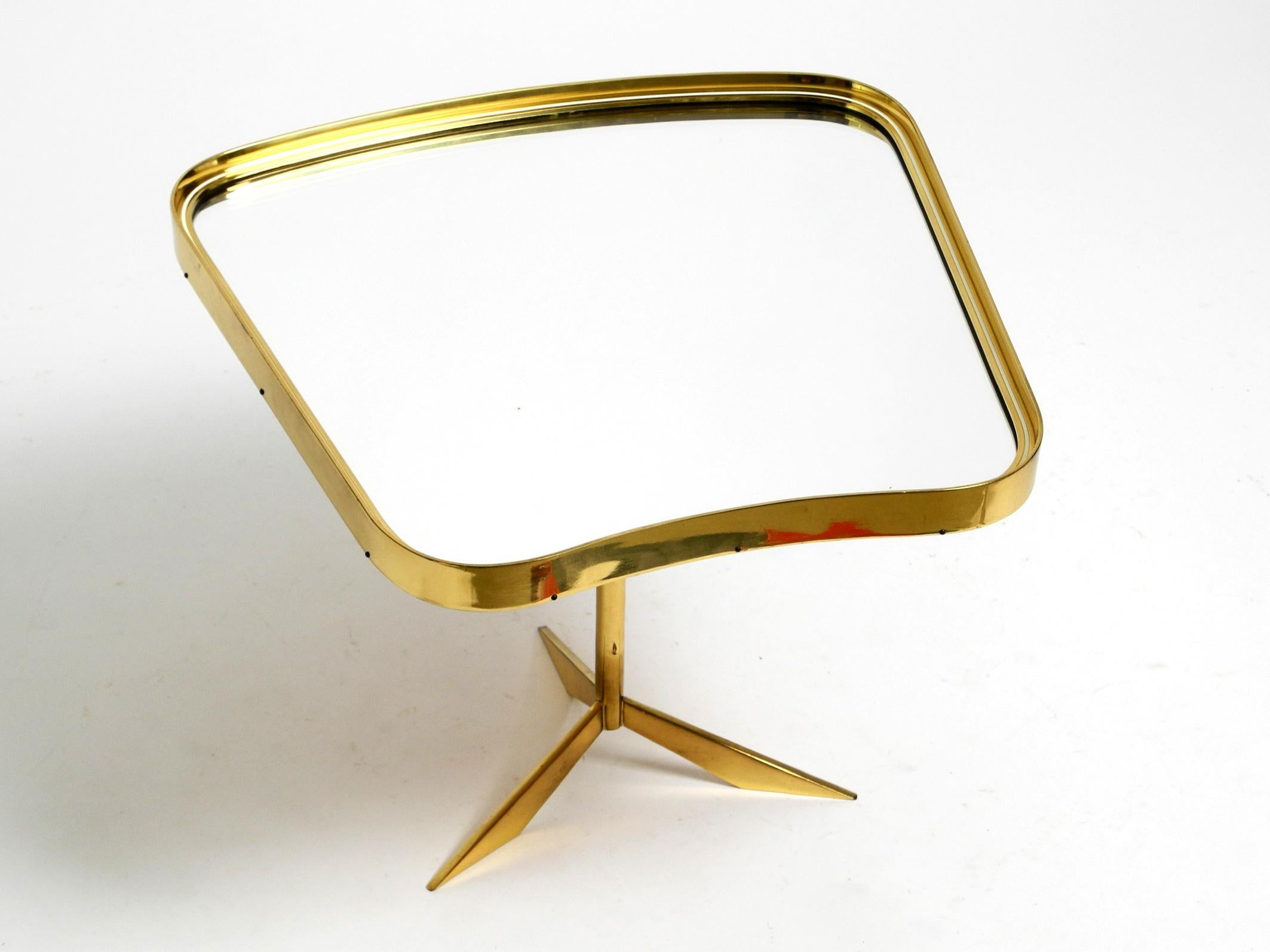 German Large adjustable Mid Century brass tripod table mirror by Vereinigte Werkstätten For Sale