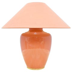 Large Adjustable Orange Ceramic Table Lamp, France, 1970s Large Adjustable Orange Ceramic Table Lamp, France, 1970s