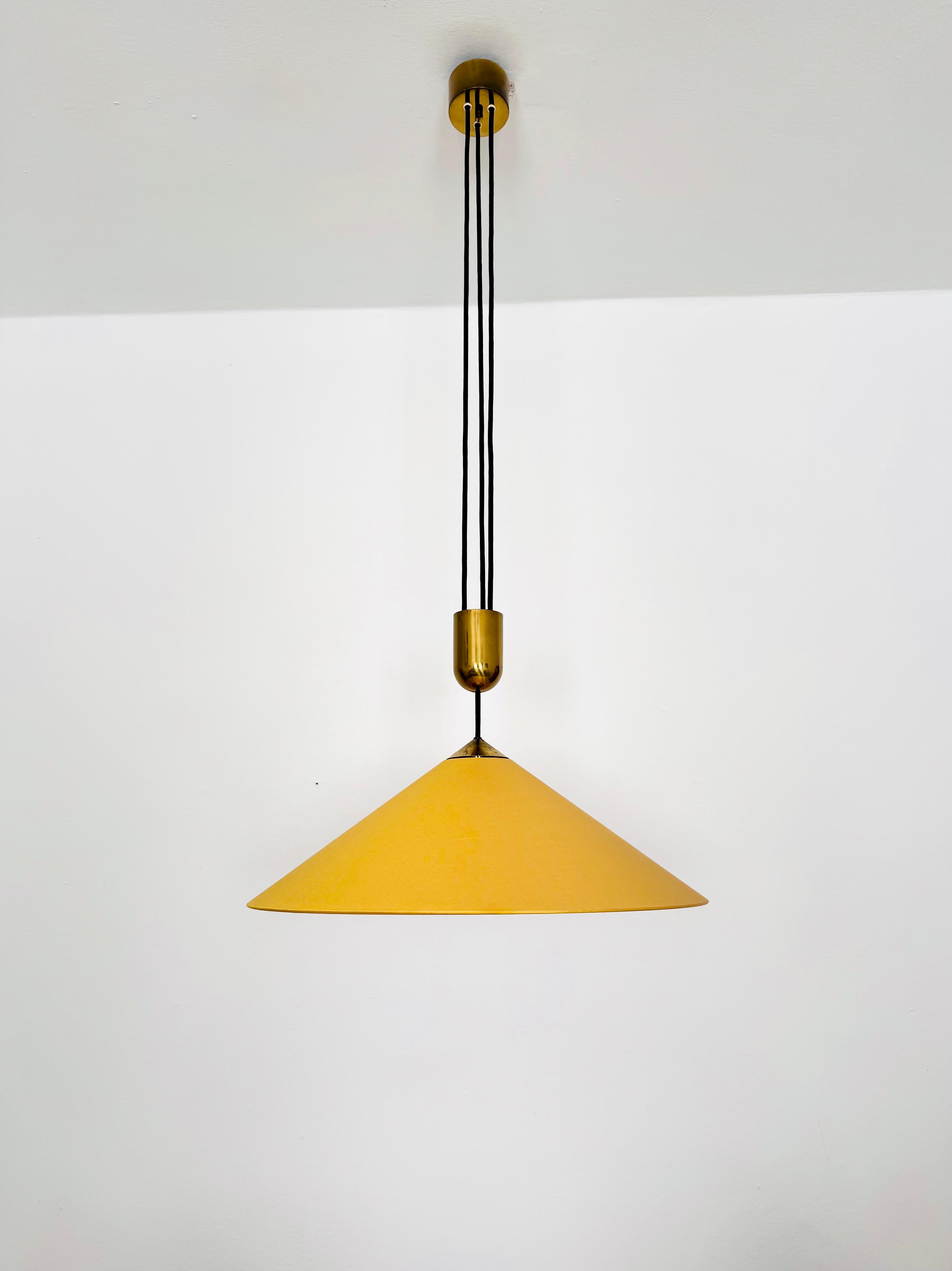 Mid-Century Modern Large Adjustable Pendant Lamp with Counterweight by Florian Schulz For Sale