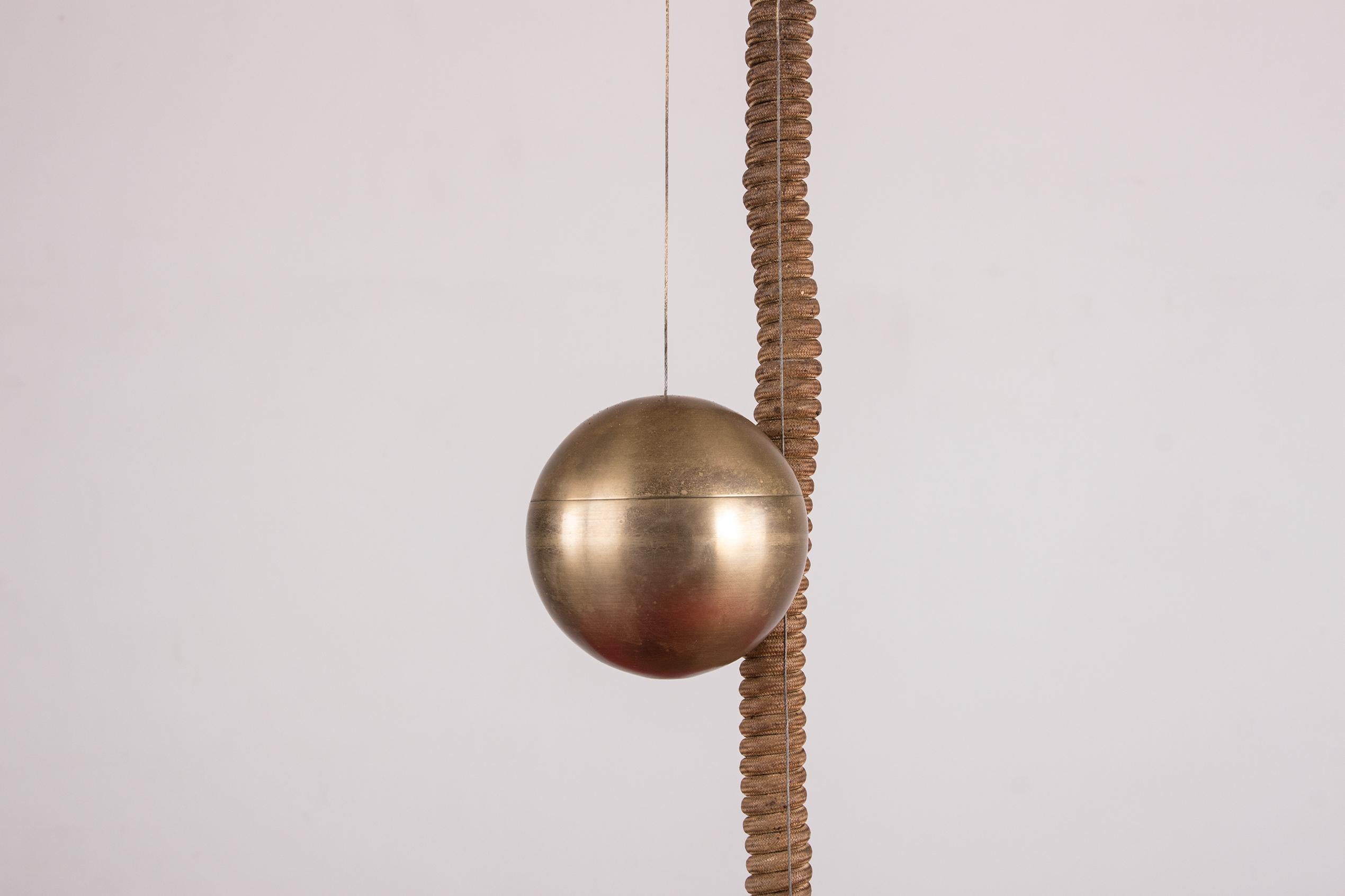 Large adjustable pendant light, glass and brass, Orion model by Staff Leuchten. For Sale 1