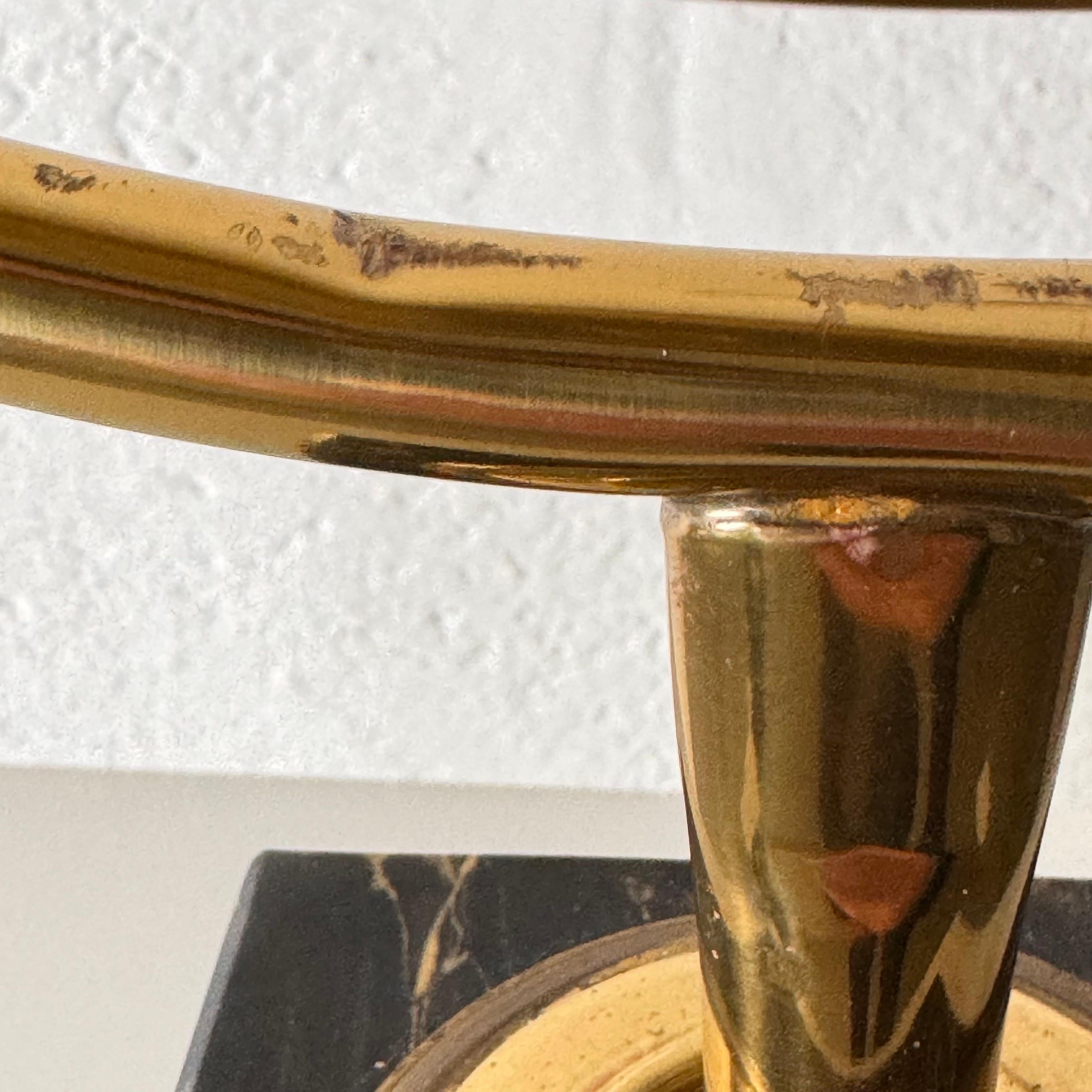 Grande specchio regolabile in ottone con base in marmo Portoro italiano, anni '60 in vendita 10