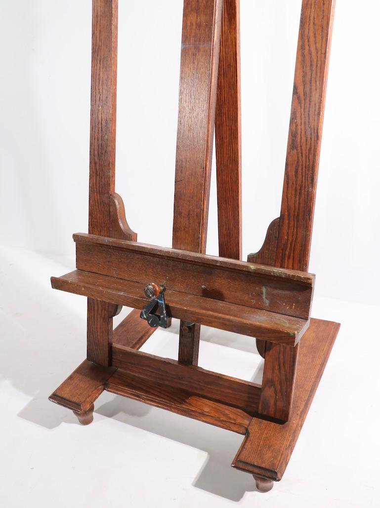 Aesthetic Movement Large Adjustable Victorian Oak Easel