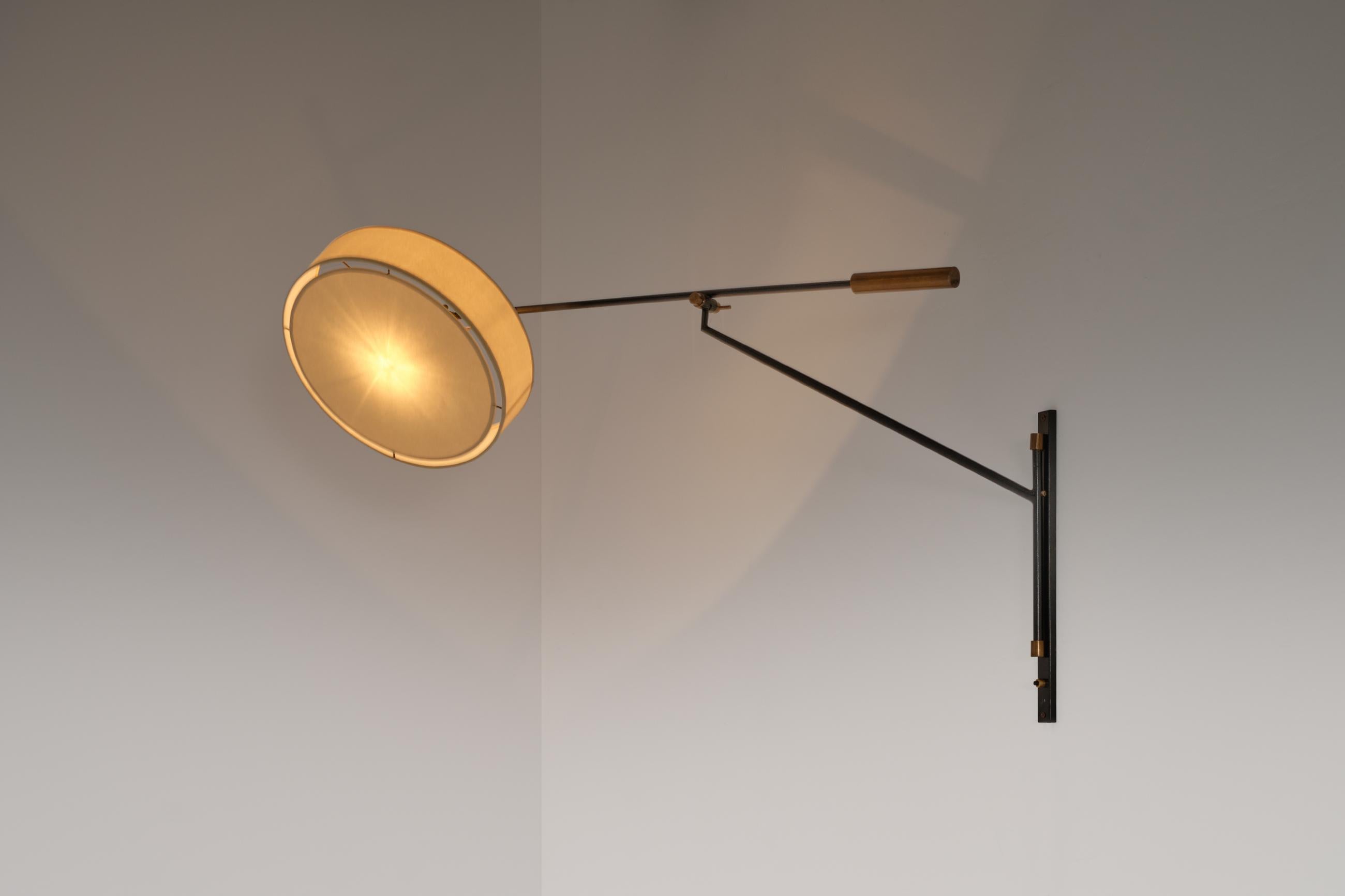 Mid-Century Modern Large Adjustable Wall Lamp by Arlus, France 1950s