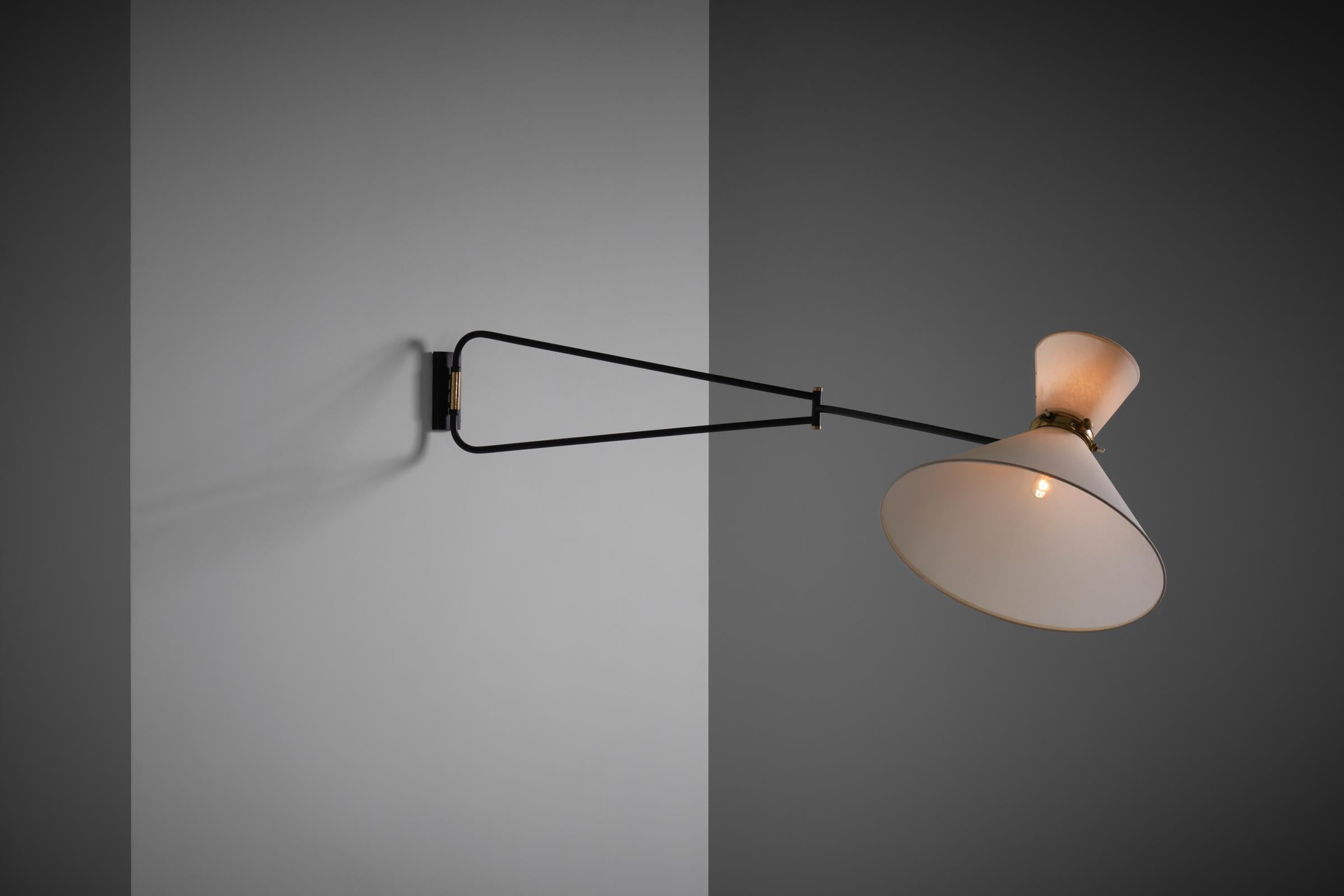 French Large Adjustable Wall Lamp by Lunel, France 1950s