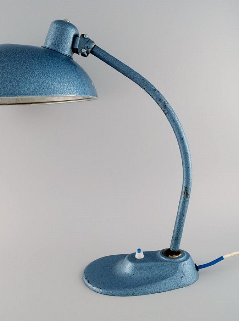Hungarian Large Adjustable Work Lamp in Original Metallic Lacquer, Industrial Design For Sale