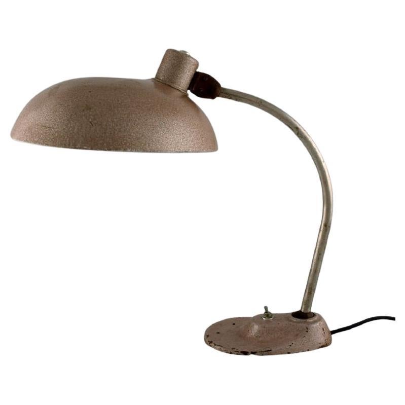 Large Adjustable Work Lamp in Original Metallic Lacquer, Industrial Design