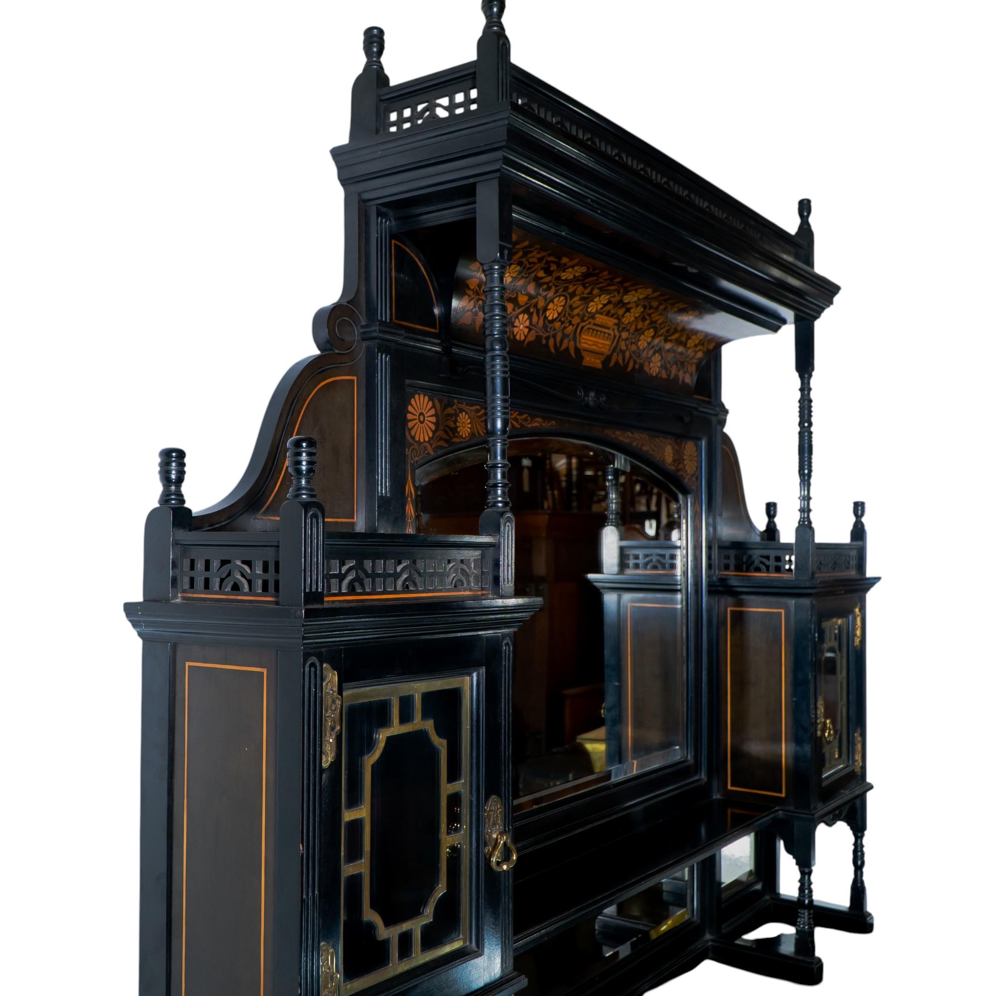 Large Aesthetic Movement Cabinet attri to Henry William Batley for Gillows For Sale 4
