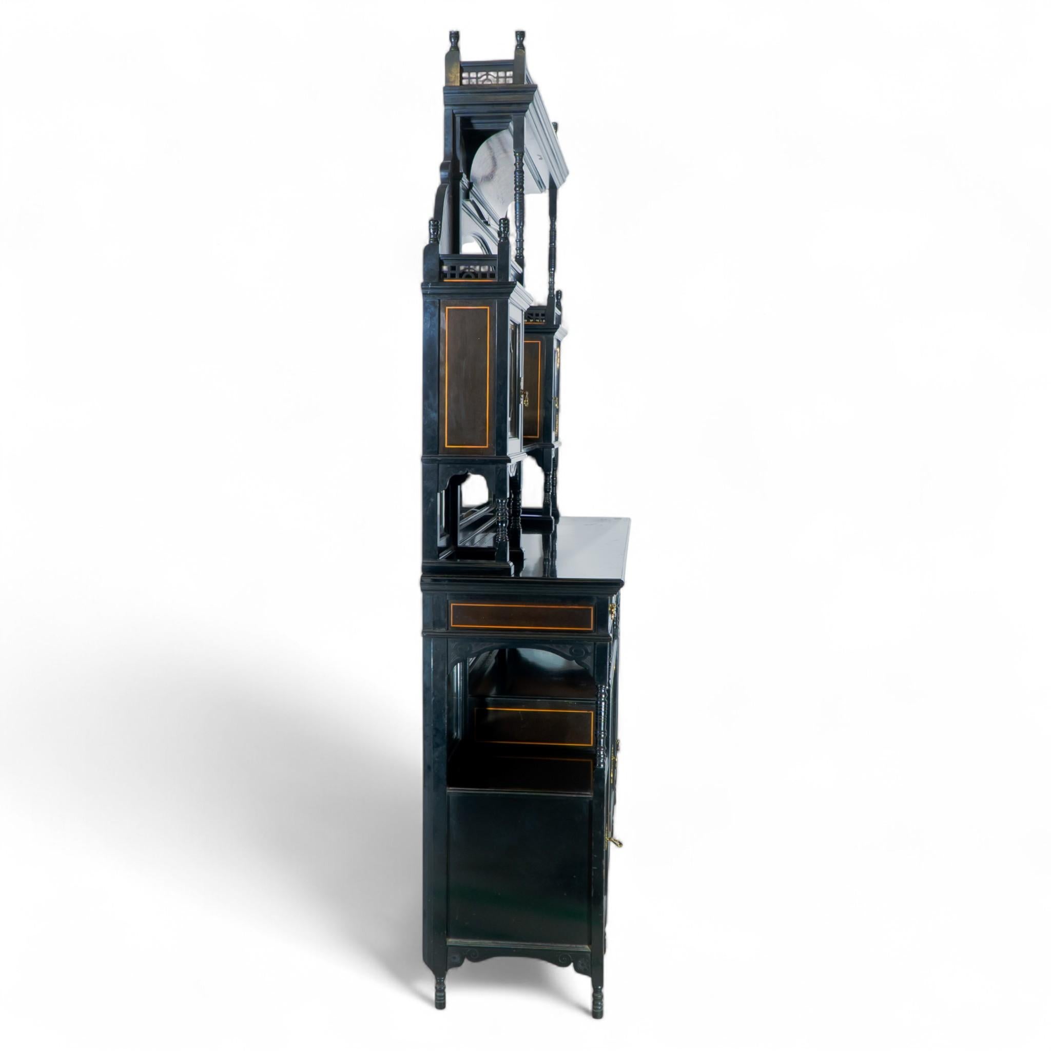Hand-Crafted Large Aesthetic Movement Cabinet attri to Henry William Batley for Gillows For Sale
