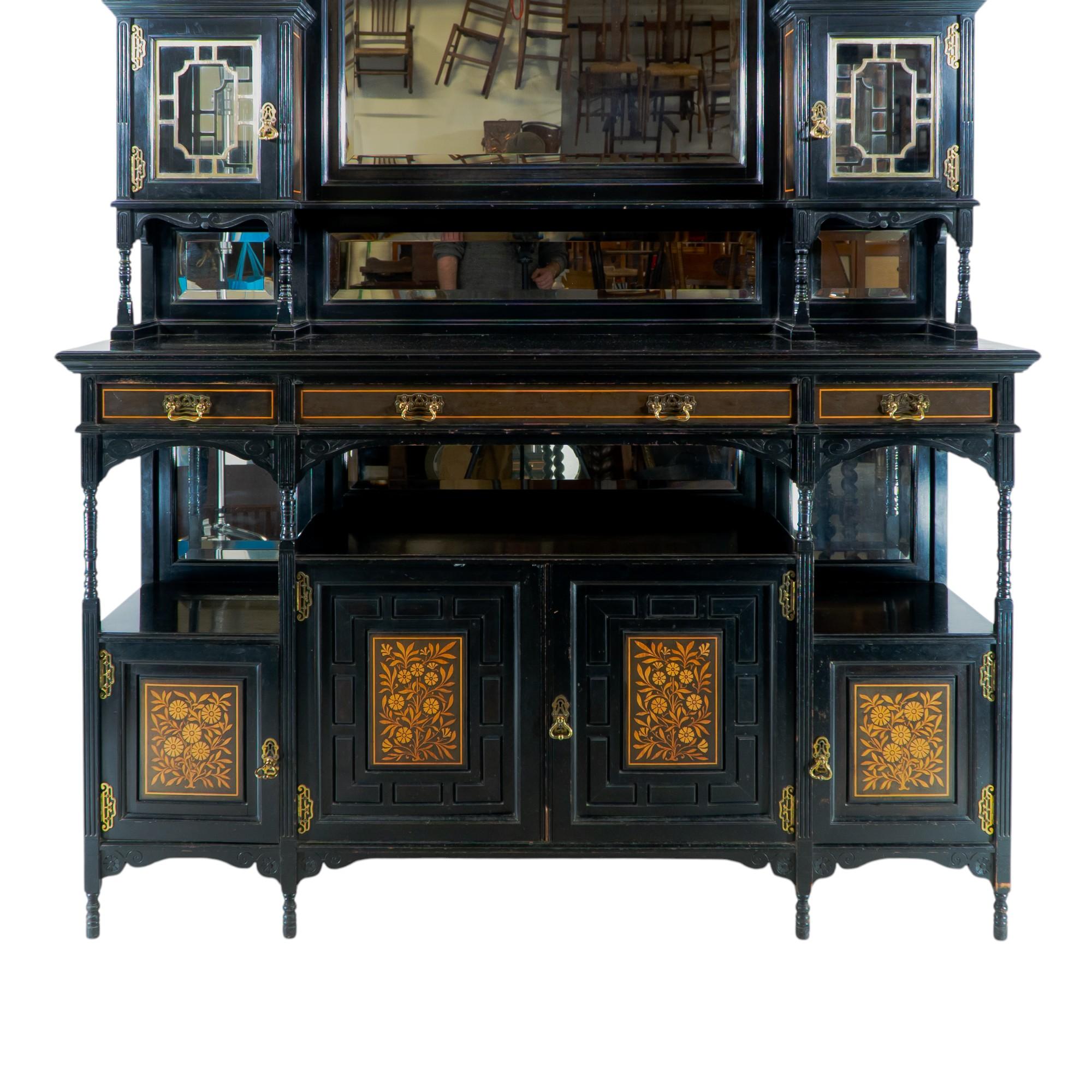 19th Century Large Aesthetic Movement Cabinet attri to Henry William Batley for Gillows For Sale