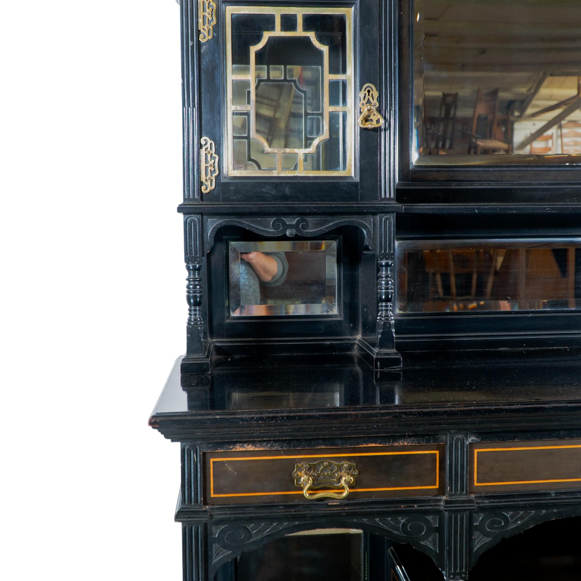 Large Aesthetic Movement Cabinet attri to Henry William Batley for Gillows For Sale 1