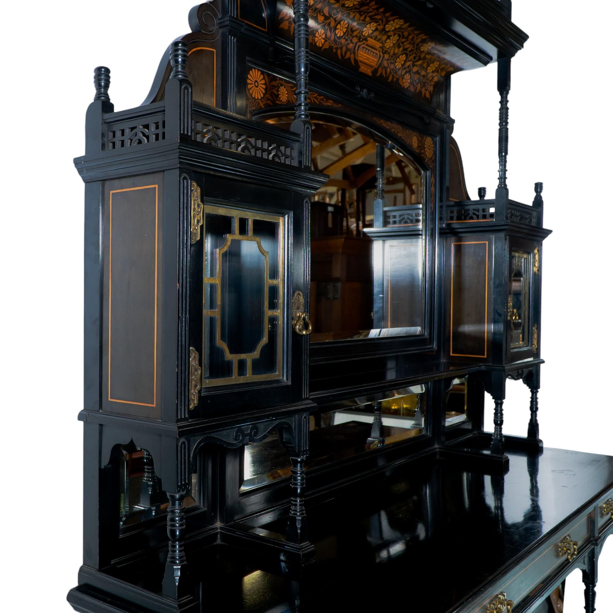 Large Aesthetic Movement Cabinet attri to Henry William Batley for Gillows For Sale 3