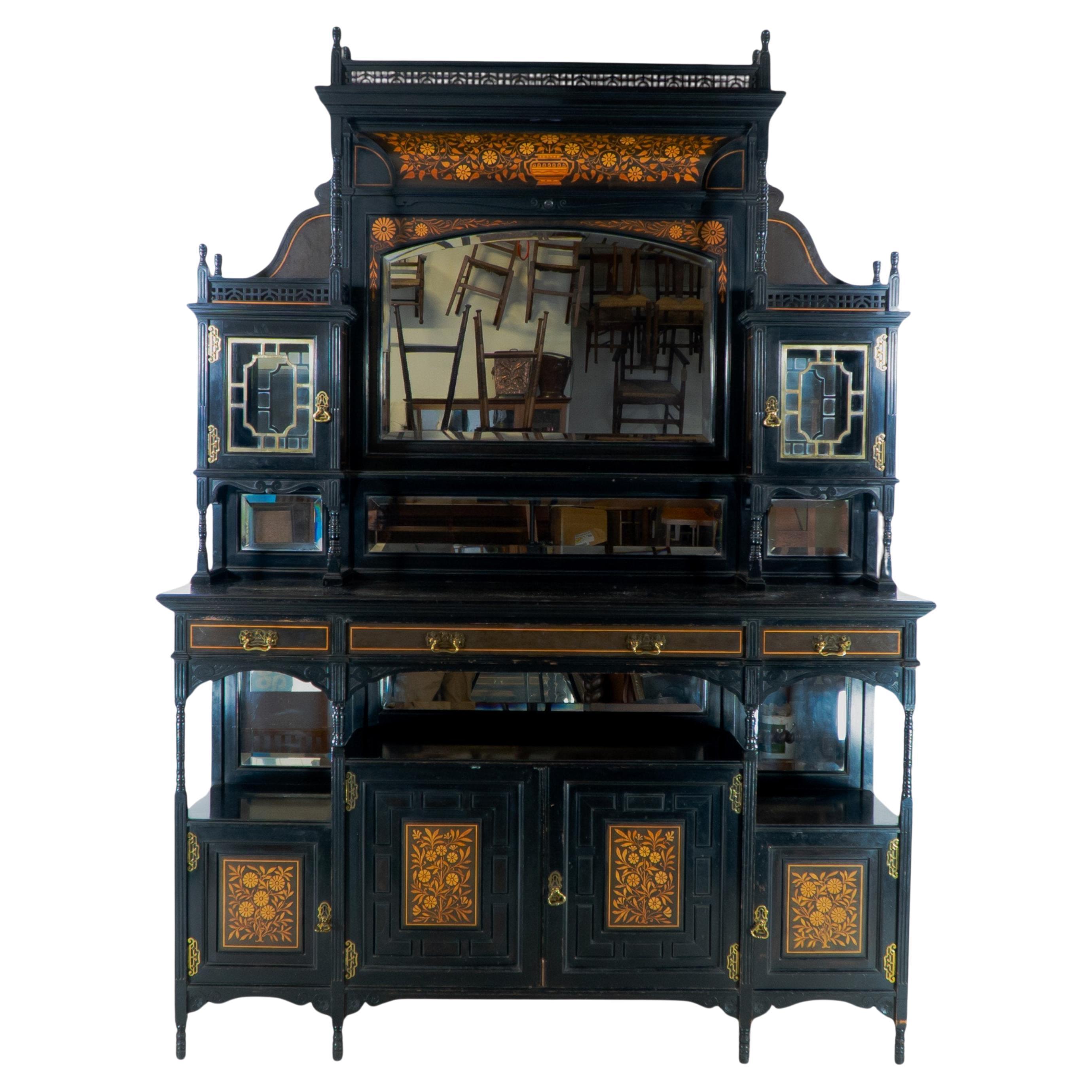 Large Aesthetic Movement Cabinet attri to Henry William Batley for Gillows