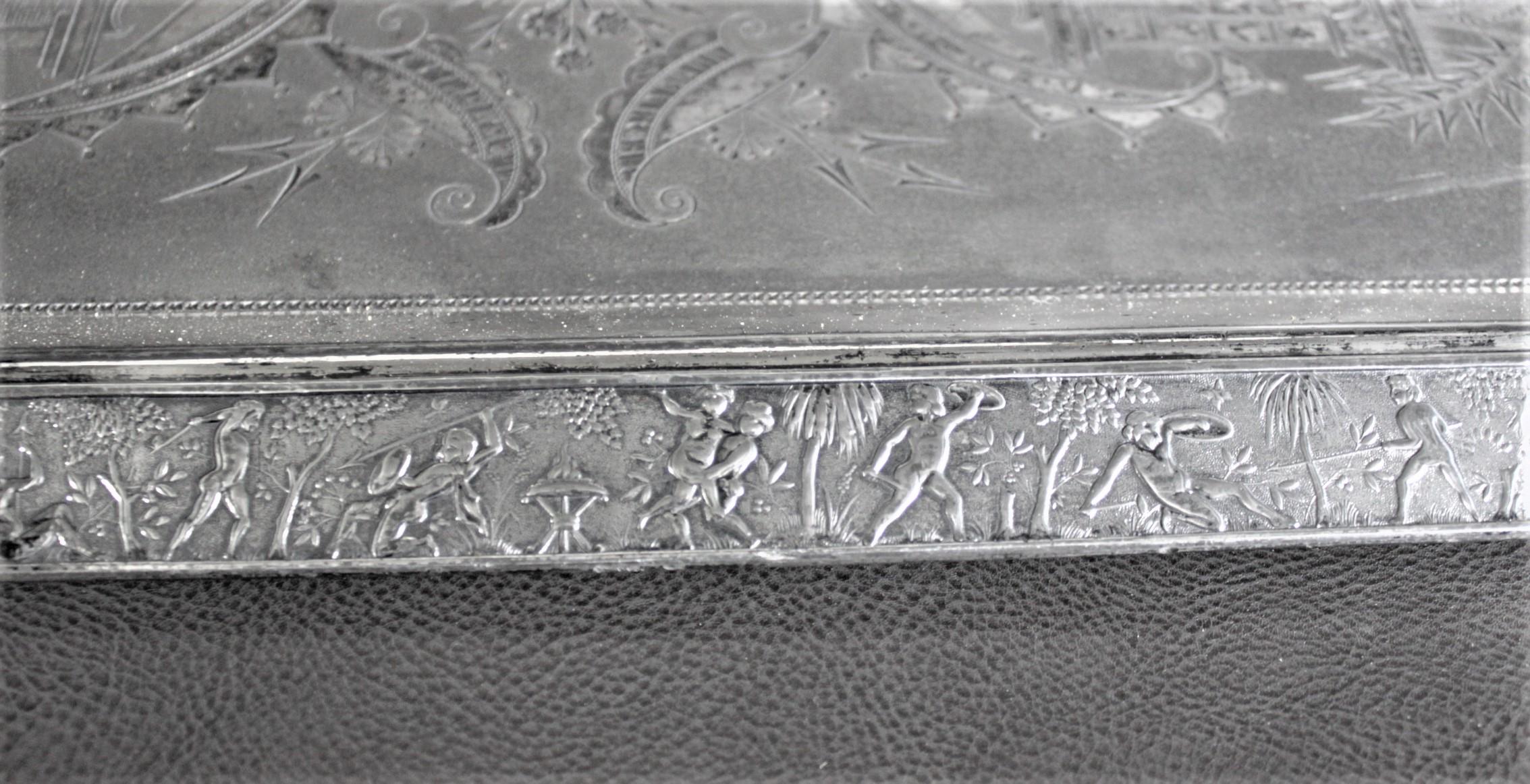 Metal Large Aesthetic Movement Silver Plated Serving Tray with Warriors and Serpents For Sale