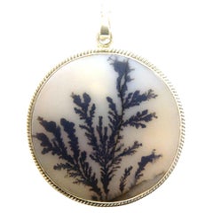 Large Aesthetically Beautiful Dendritic Agate set in Silver Pendant!