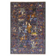 Large Afghan Baluch Pictorial Hunting Scene Rug with Figures and Animals