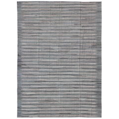 Large Afghanistan Kilim Modern with Stripes in Shade of Light Green