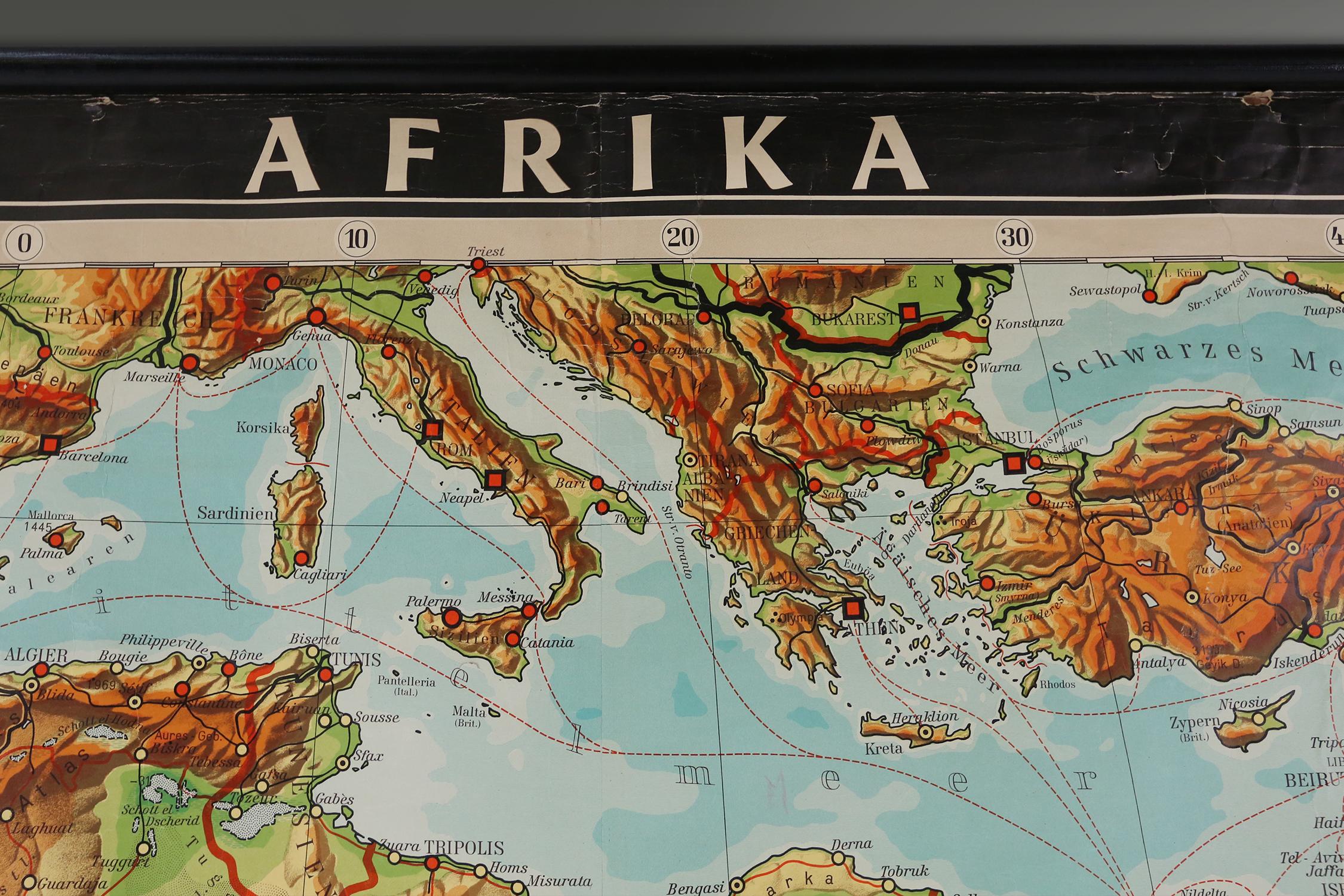 Canvas Large Africa School Map, circa 1950