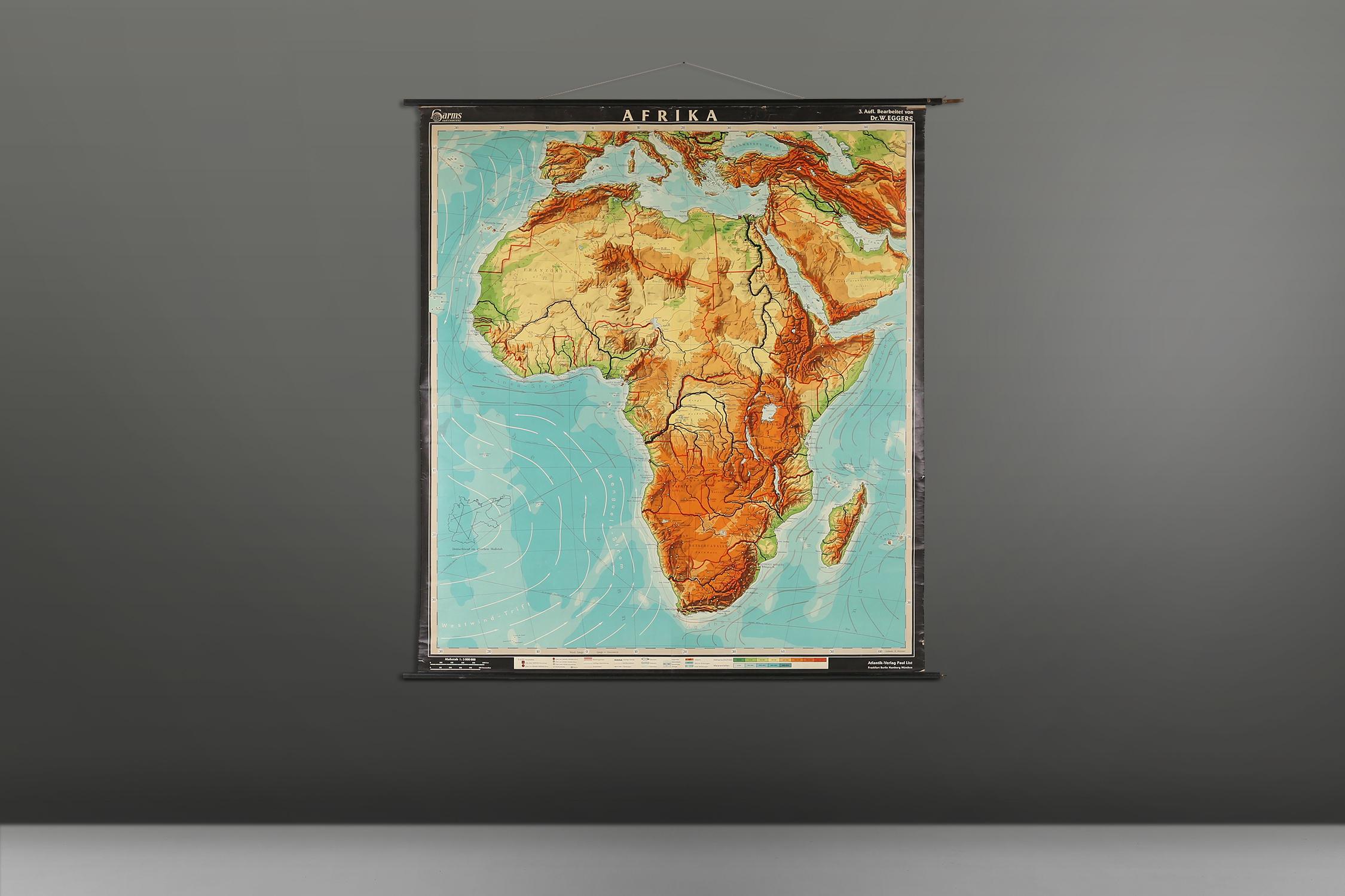 Large Africa School Map, circa 1950 For Sale 2