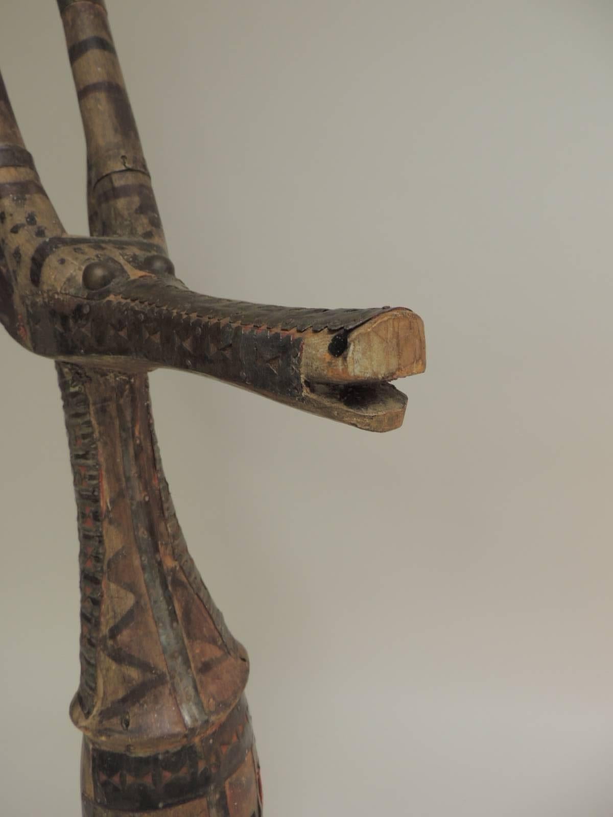 Große afrikanische Bobo oder Bwa Antilope Stammes-Skulptur auf Stand (Messing)