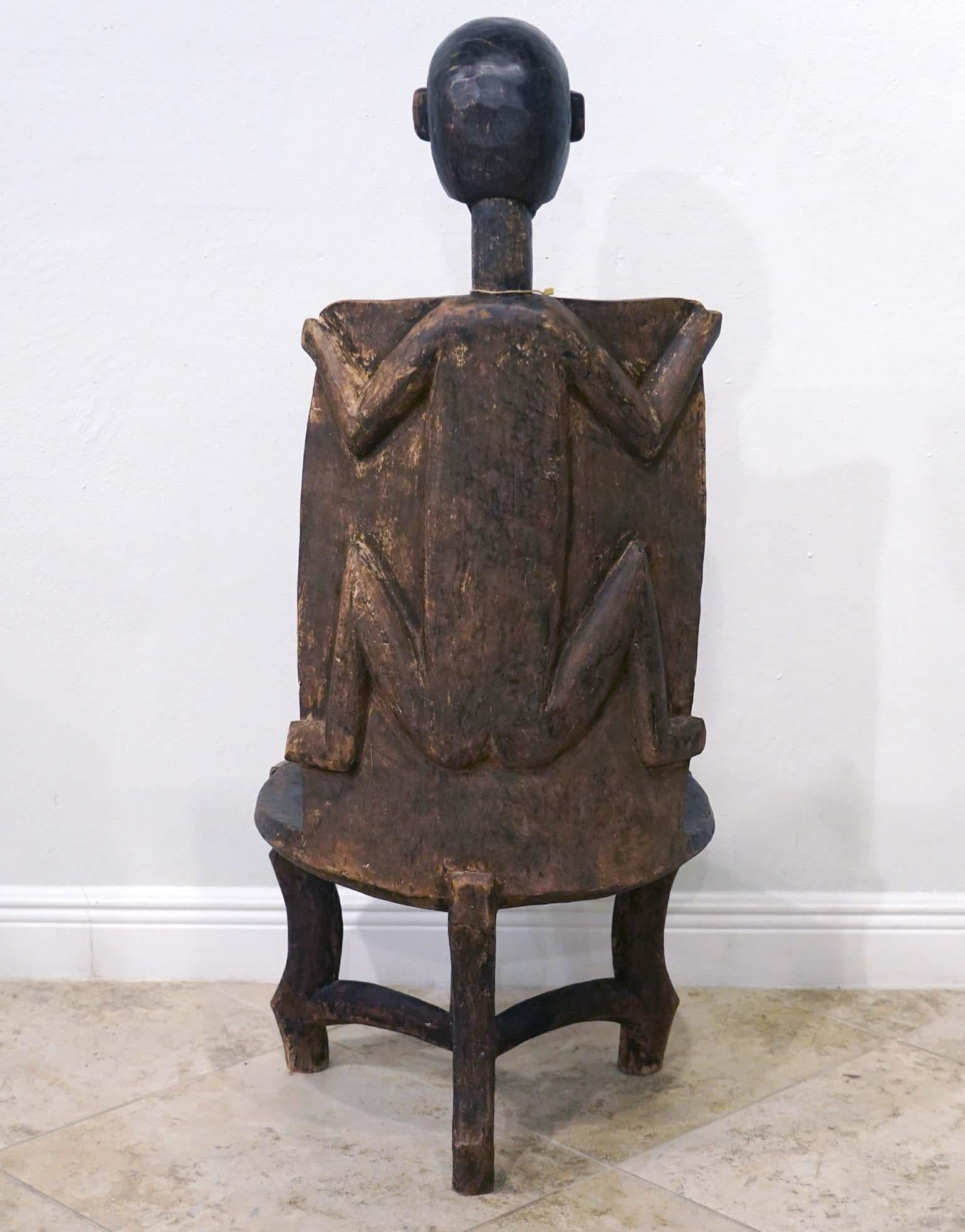 Tanzanian Large African Figural Throne Chair by the Nyamwezi People, Tanzania 20th C.