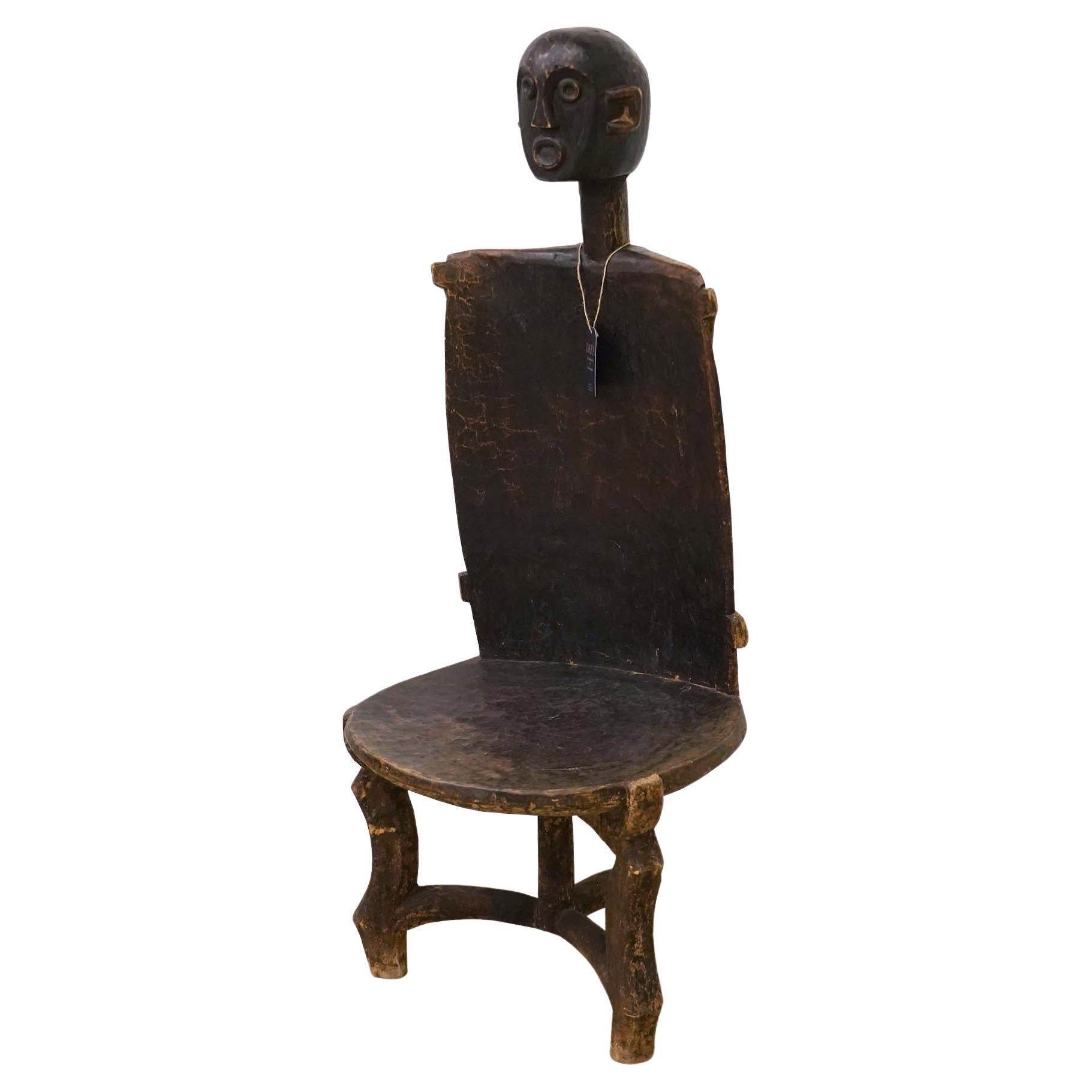 Large African Figural Throne Chair by the Nyamwezi People, Tanzania 20th C.