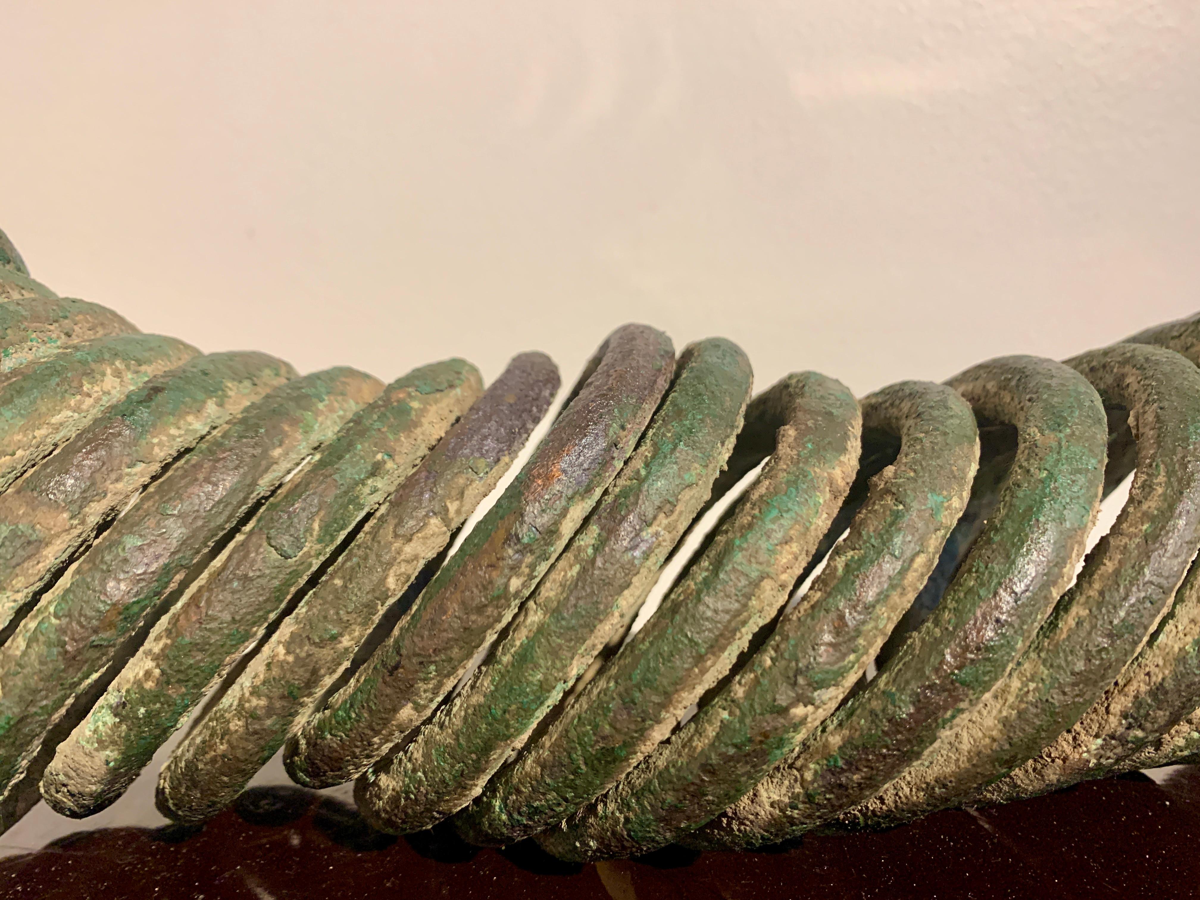 Forged Large African Igbo Coiled Copper Manilla Currency, Early 20th Century, Nigeria